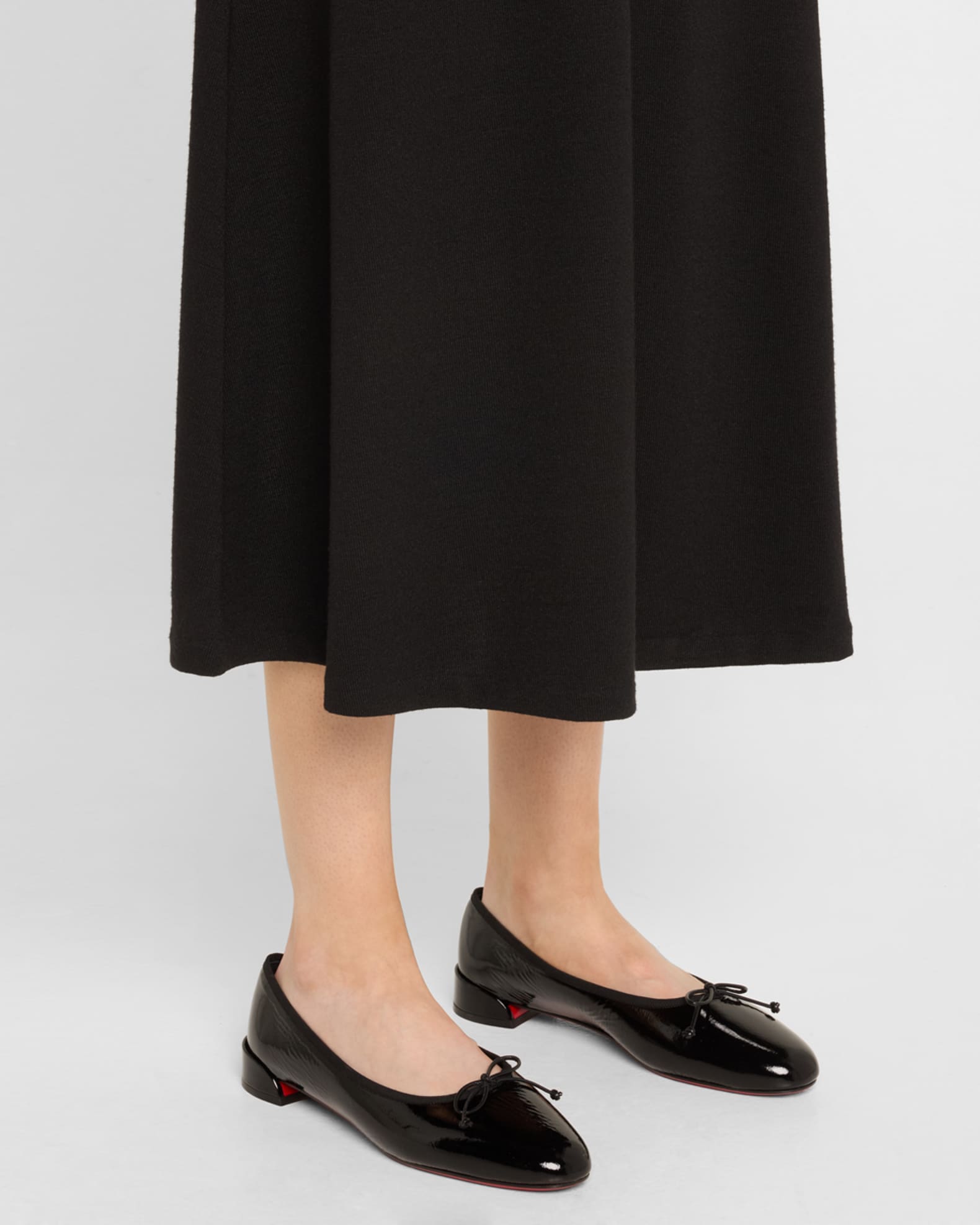 Sweetie Jane Patent Bow Red Sole Ballerina Flats 1