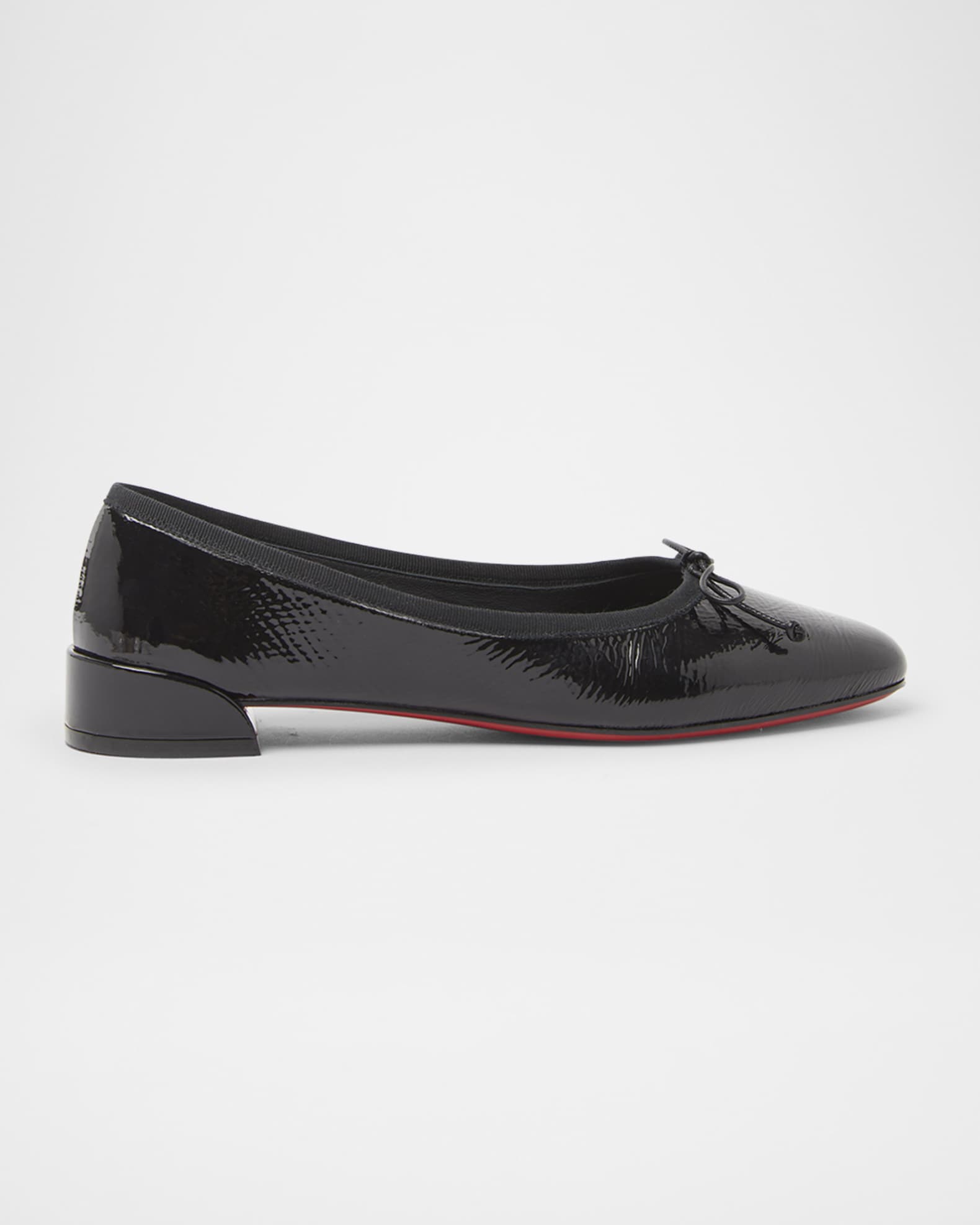 Sweetie Jane Patent Bow Red Sole Ballerina Flats 0