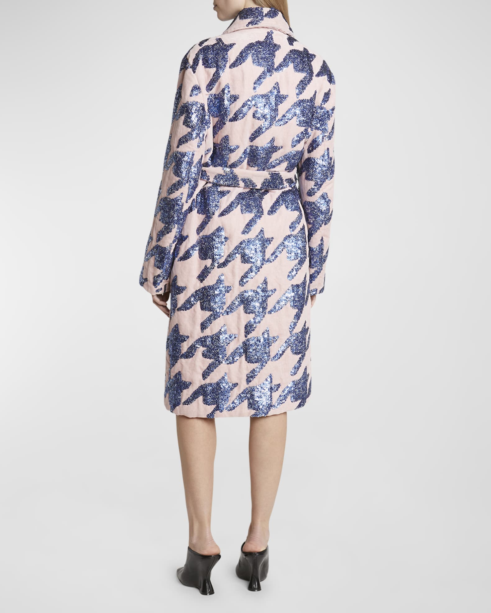 Roltas Houndstooth Sequined Velvet Wrap Coat