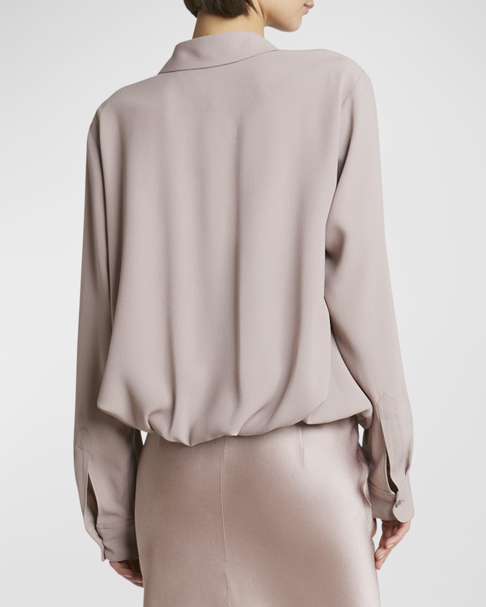Dries Van Noten Cedal Long-Sleeve Collared Wrap Shirt | Neiman Marcus