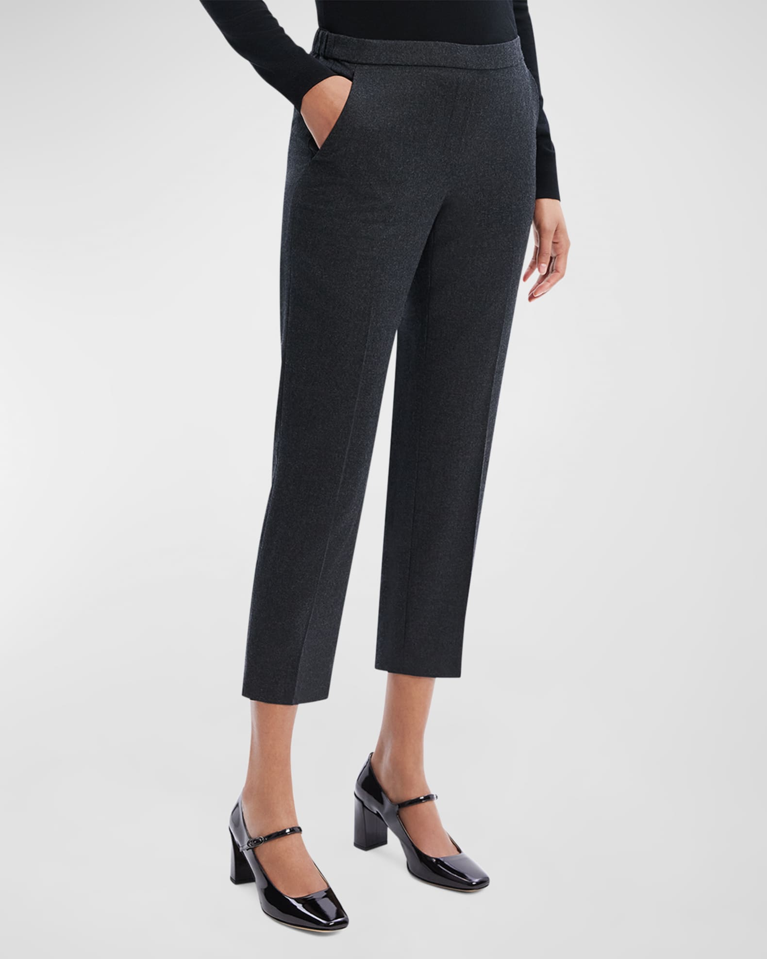 Treeca Virgin Wool Flannel Cropped Pull-On Pants 1