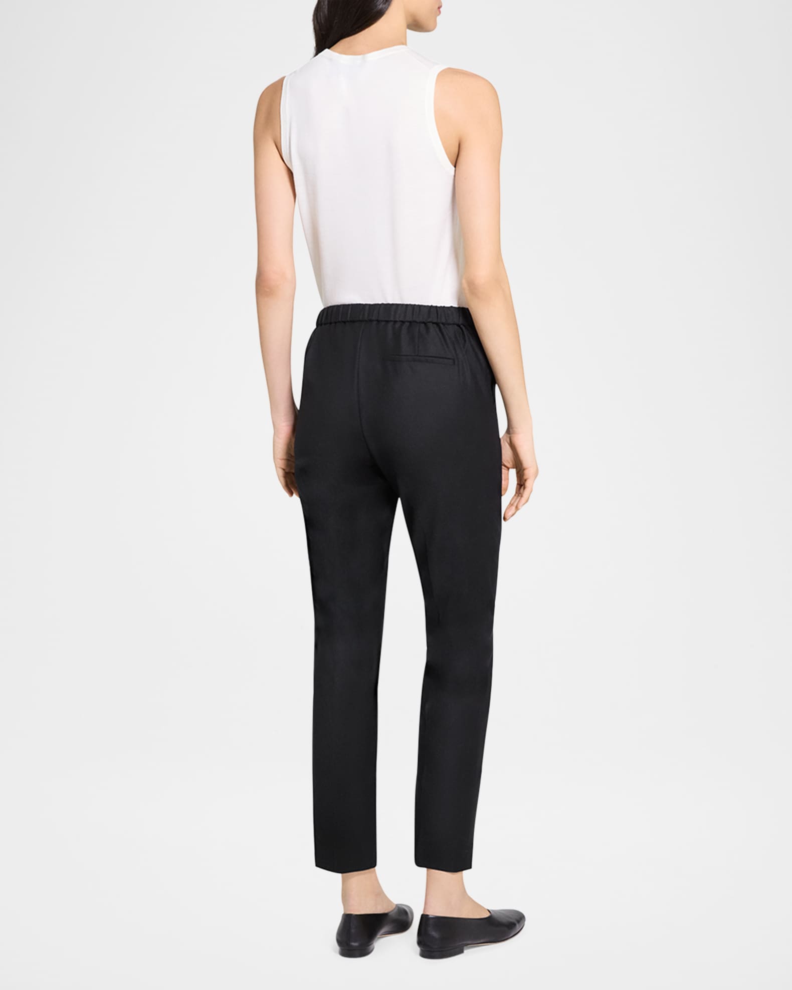Theory Treeca Virgin Wool Flannel Cropped Pull-On Pants | Neiman  display picture 1