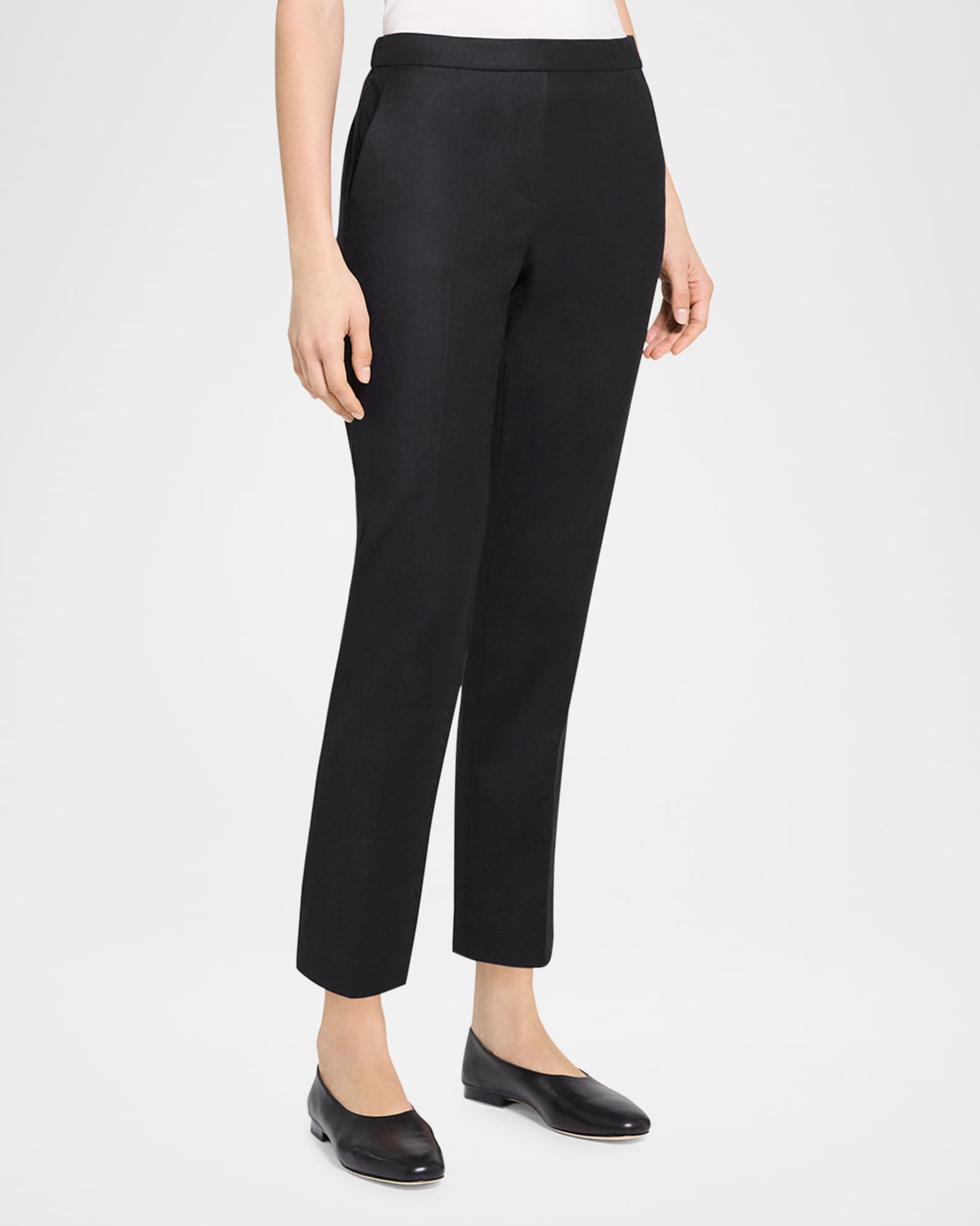 Theory Treeca Virgin Wool Flannel Cropped Pull-On Pants | Neiman  display picture 1