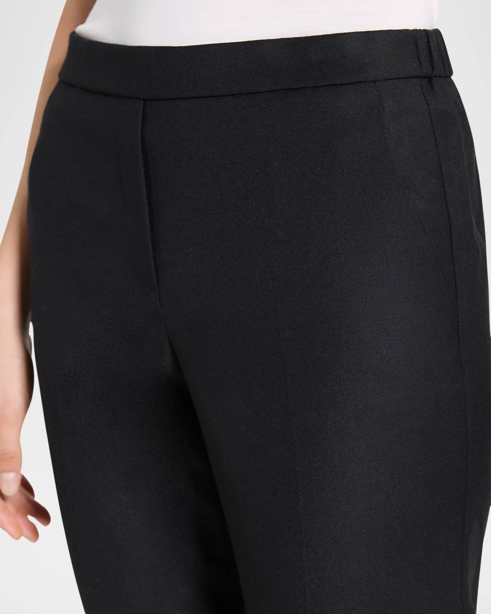 Theory Treeca Virgin Wool Flannel Cropped Pull-On Pants | Neiman  display picture 1