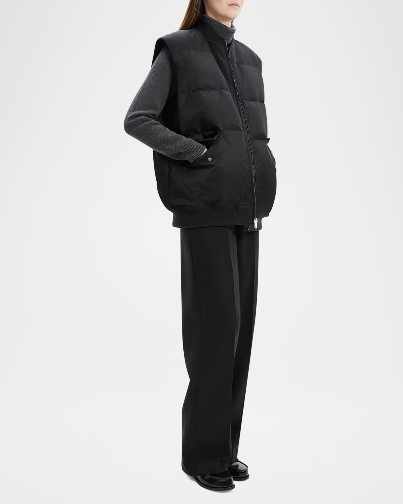 Theory Oversized Down Flight Vest Neiman Marcus