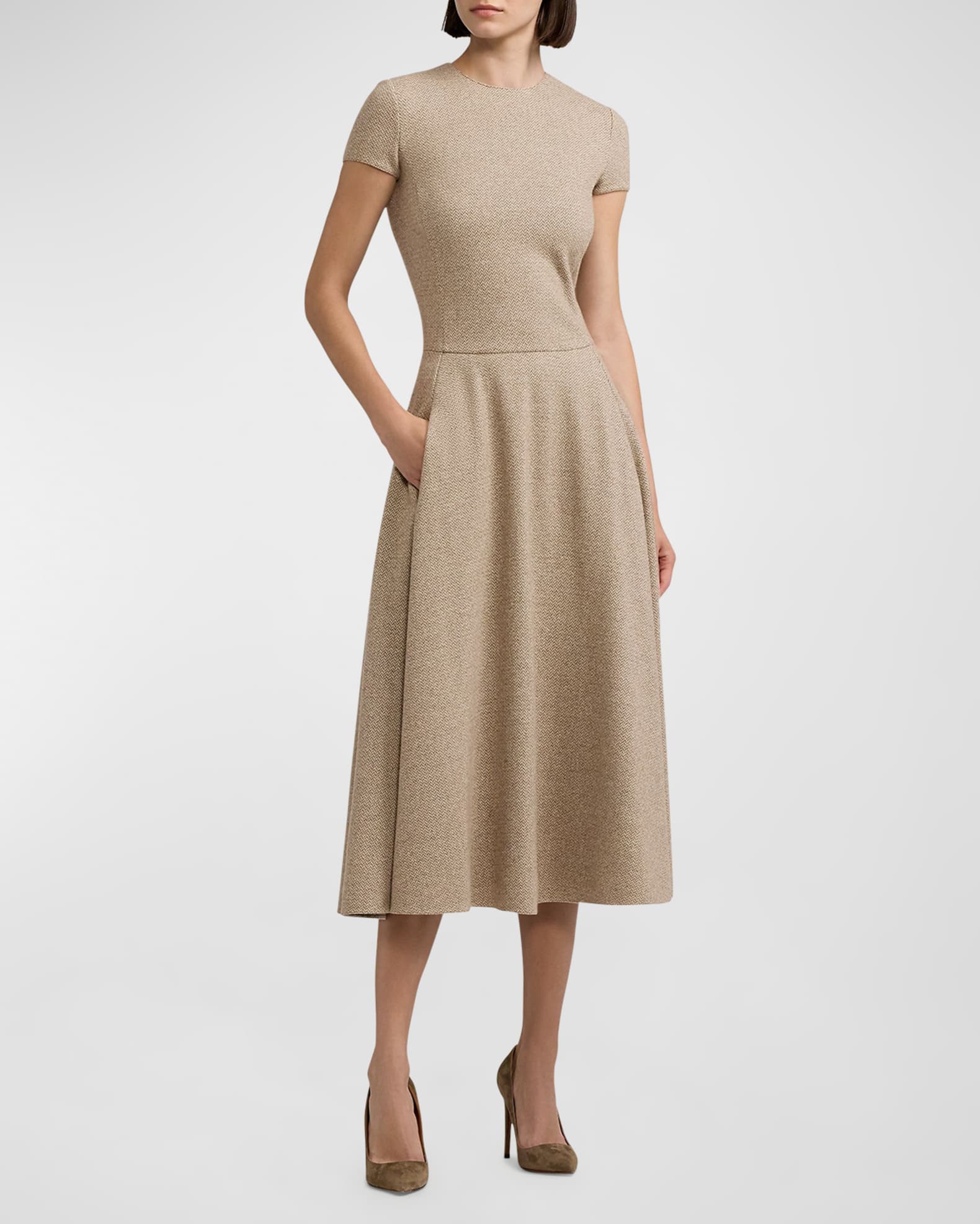 Margaret Herringbone Jersey Day Dress