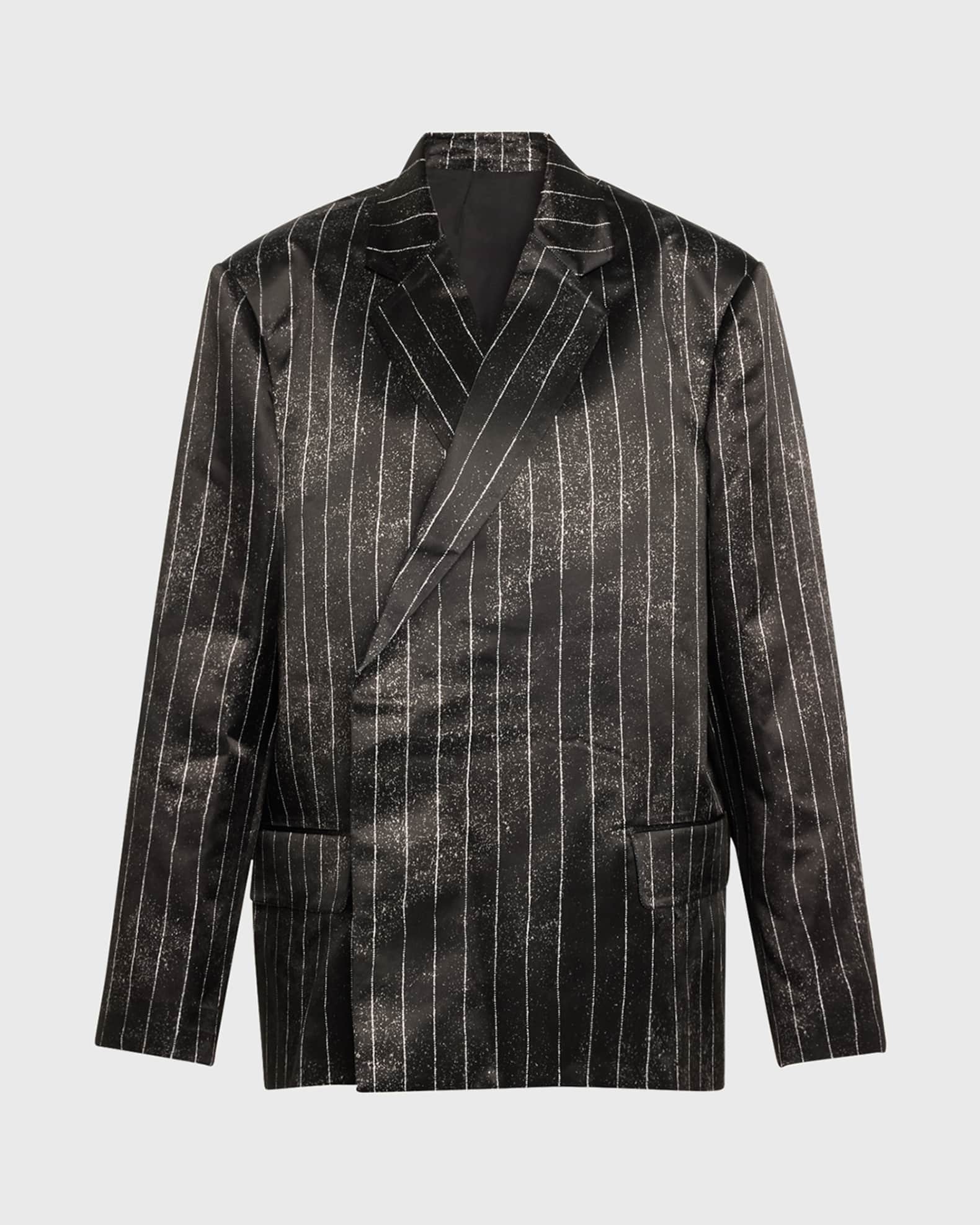 Pinstripe Satin Oversized Tailored Jacket 0
