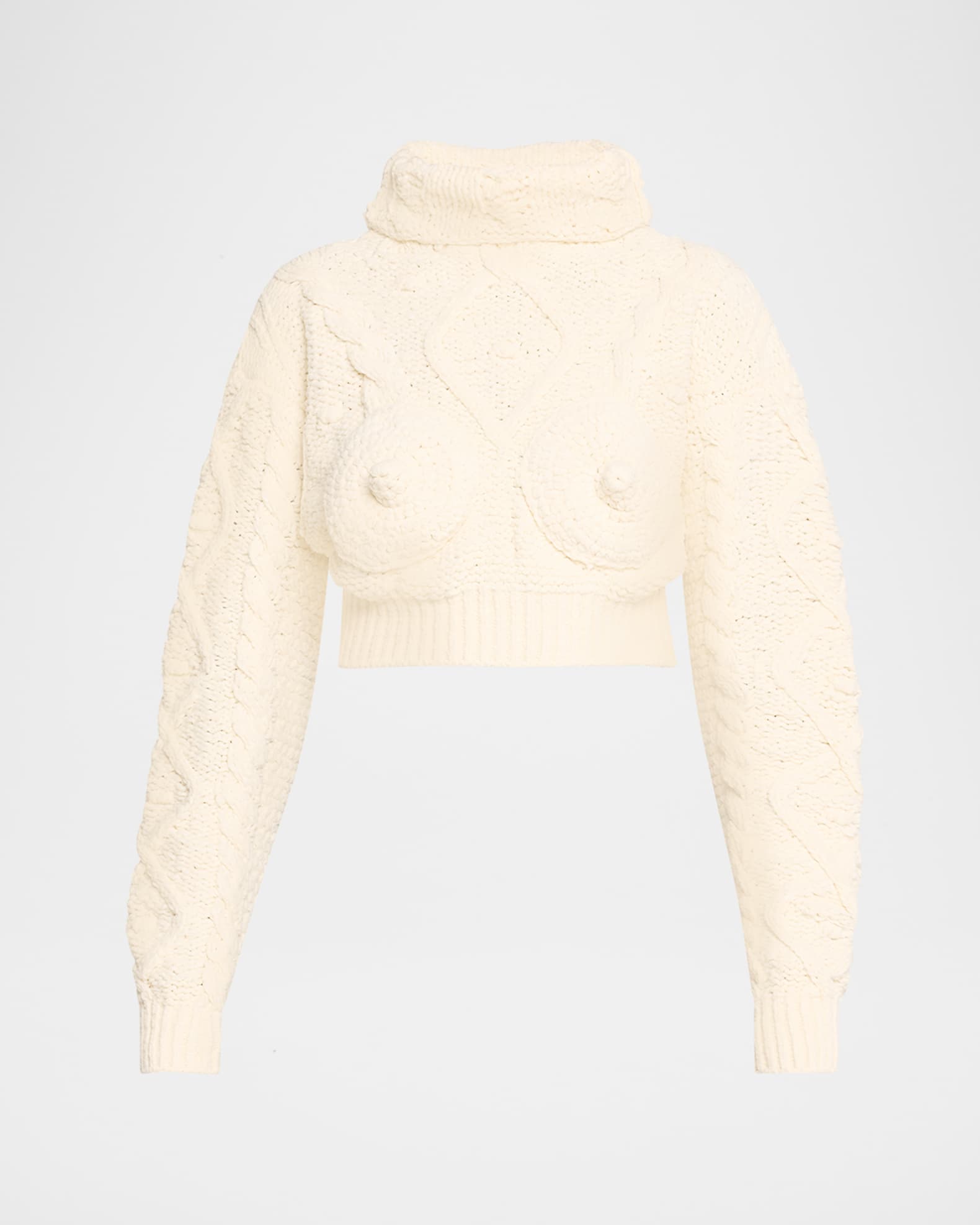 White crop turtleneck sweater deals