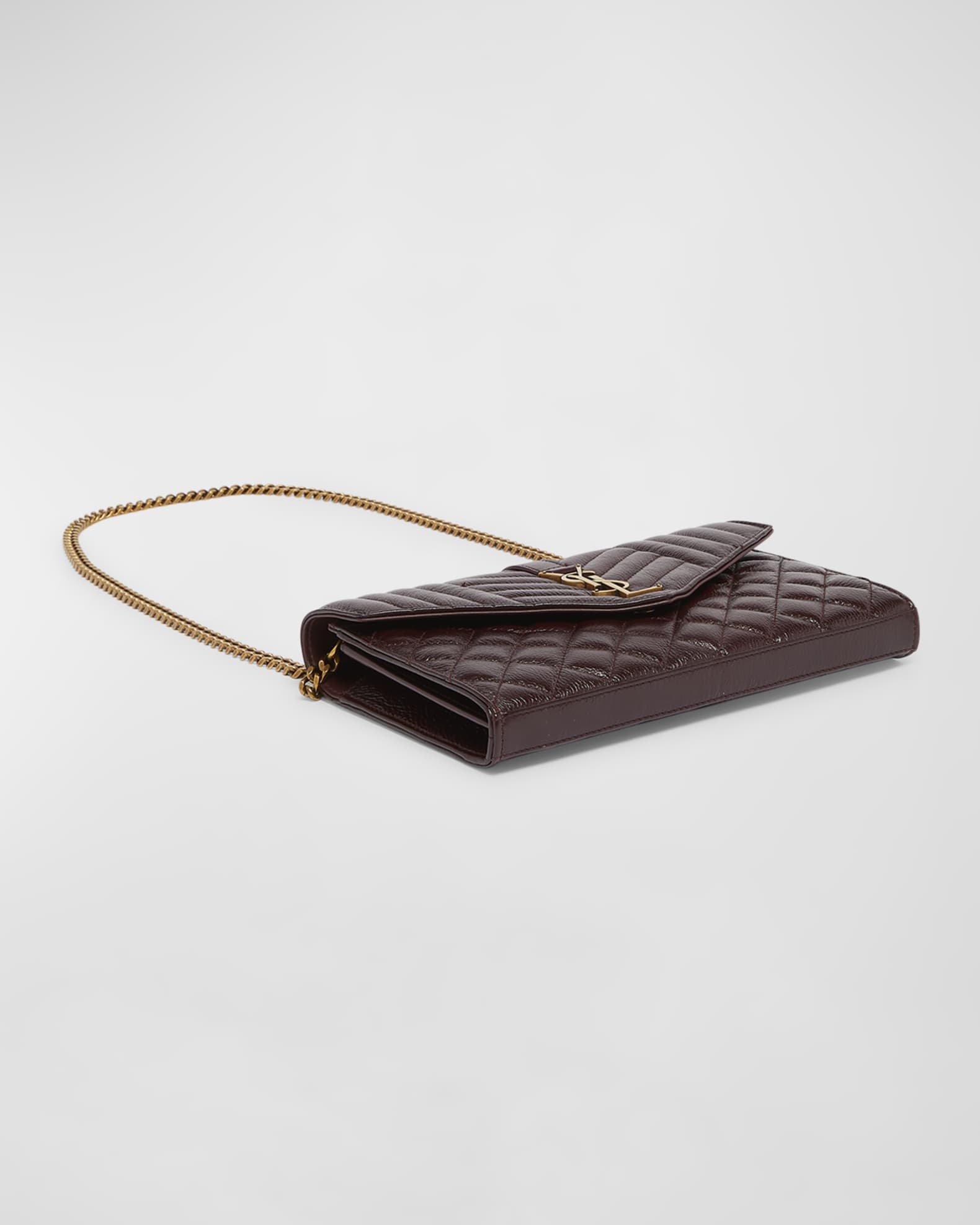 Small YSL Envelope Wallet on Chain in Triquilt Leather 1