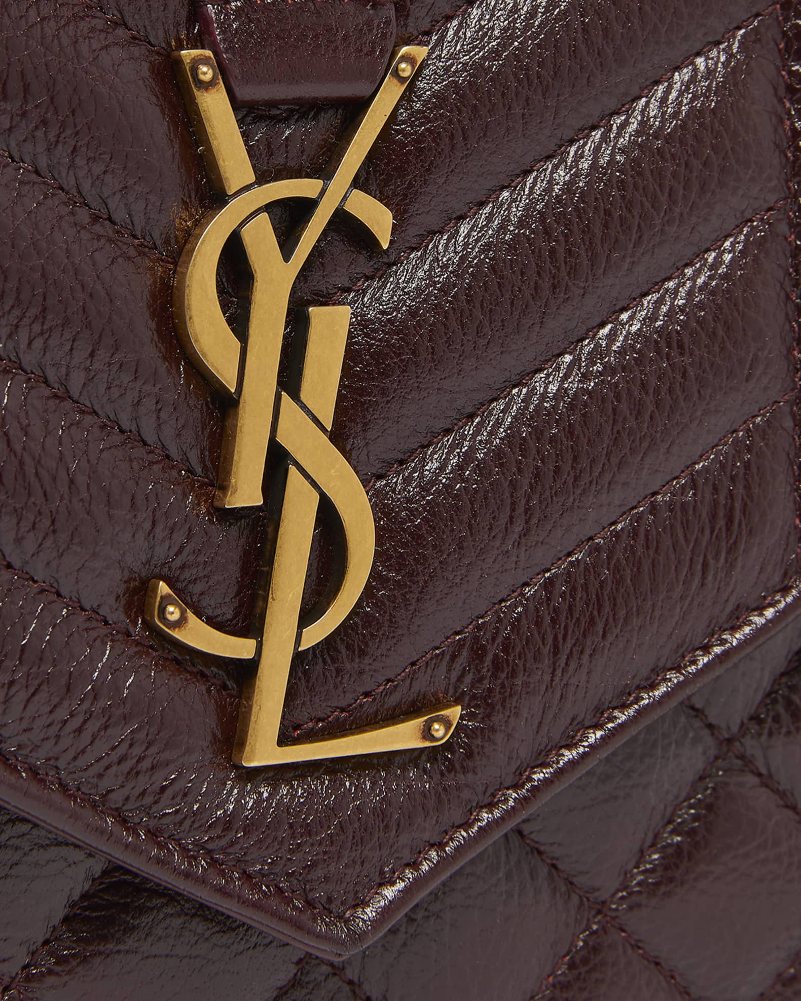 Saint Laurent Small YSL Envelope Wallet on Chain in Triquilt Leather Neiman Marcus
