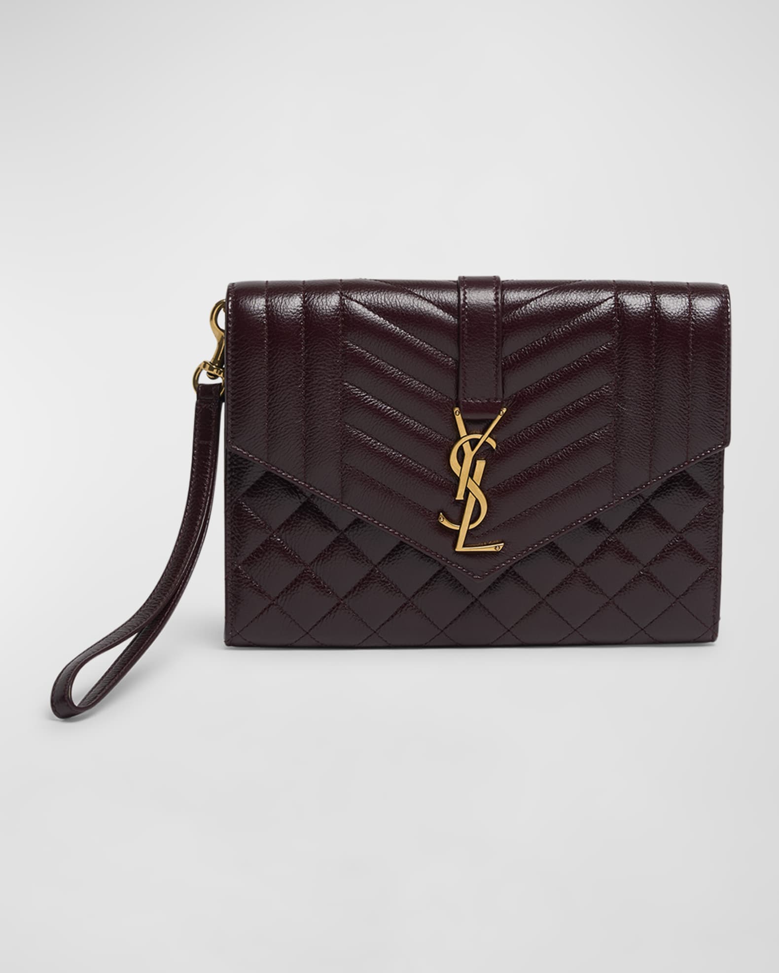 Saint Laurent YSL Envelope Flap Pouch in Quilted Leather Neiman Marcus