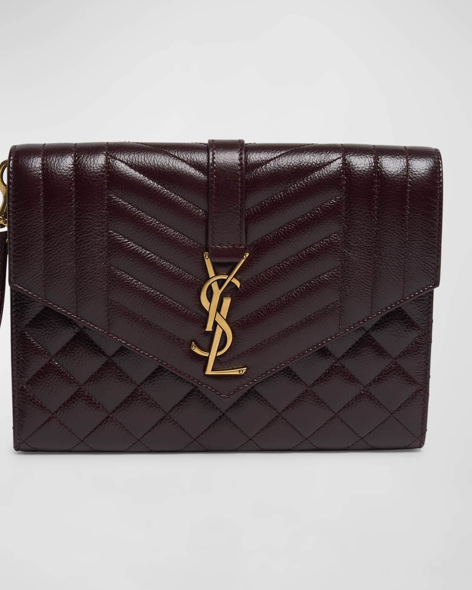Saint Laurent YSL Envelope Flap Pouch in Quilted Leather Neiman Marcus