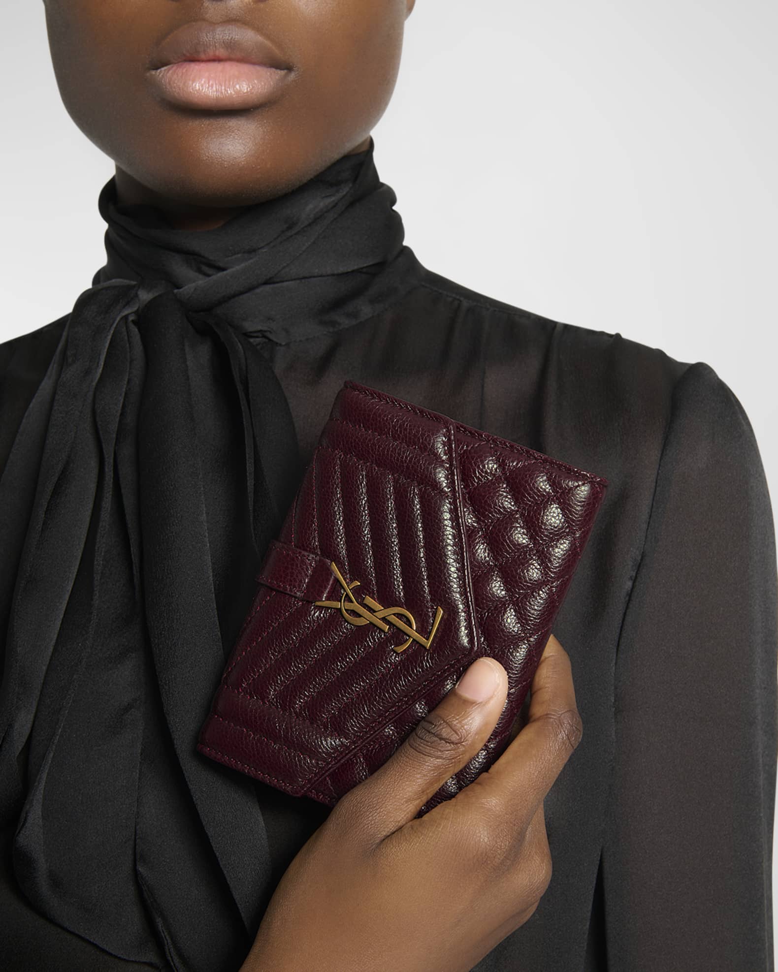 Ysl flap top leather envelope wallet sale