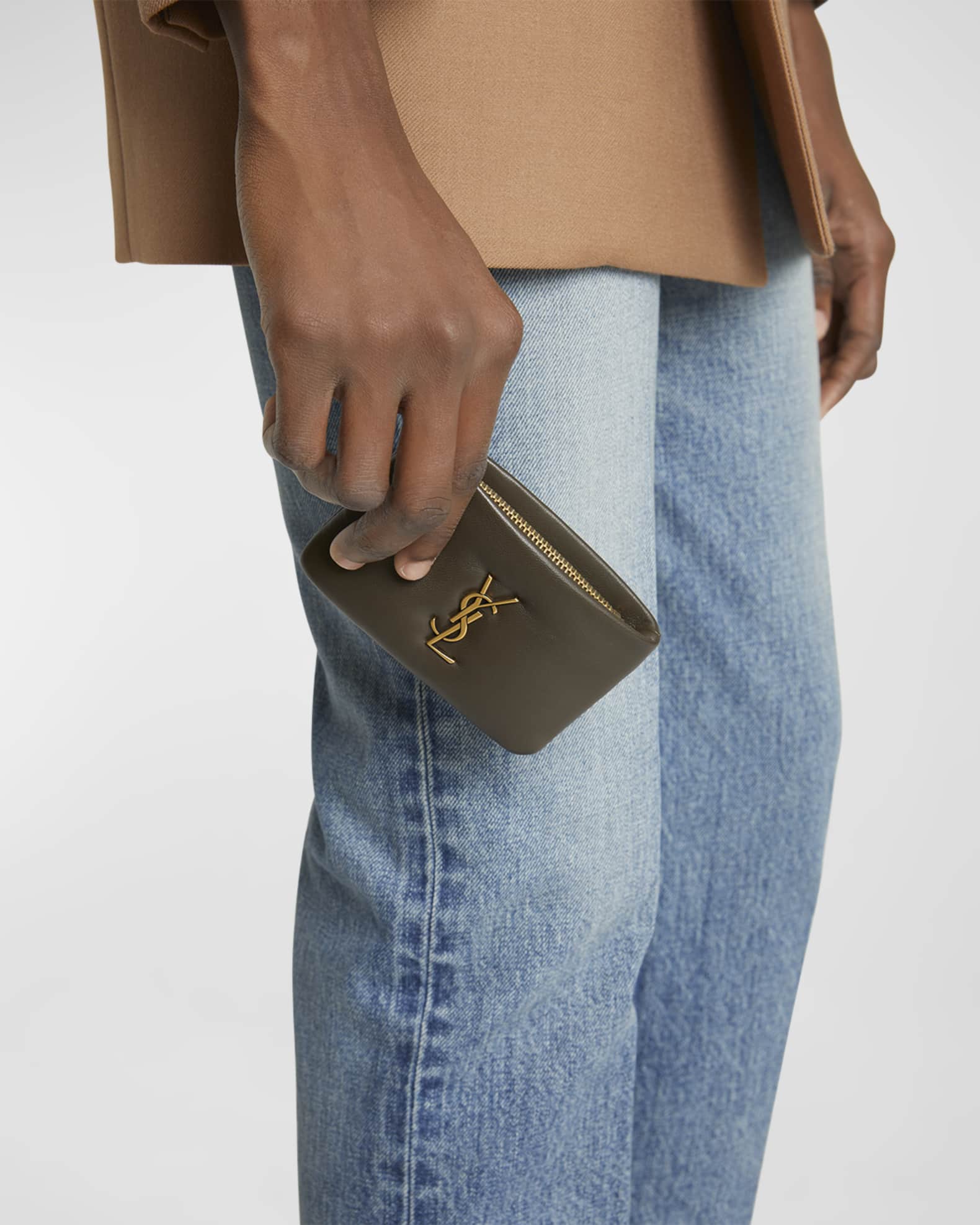 Ysl blue card holder best sale