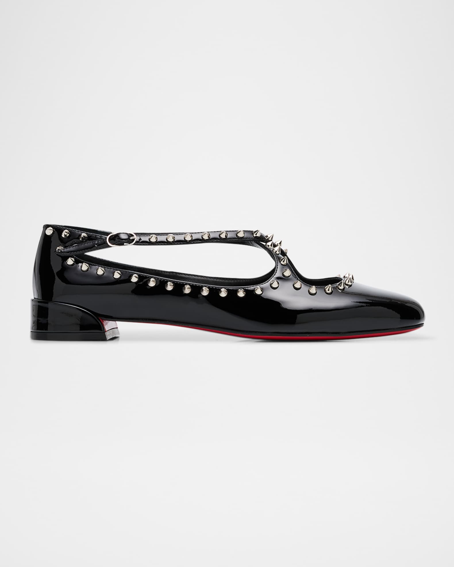 Christian Louboutin Pilouta Spike Patent Red Sole Ballerina Flats Neiman Marcus