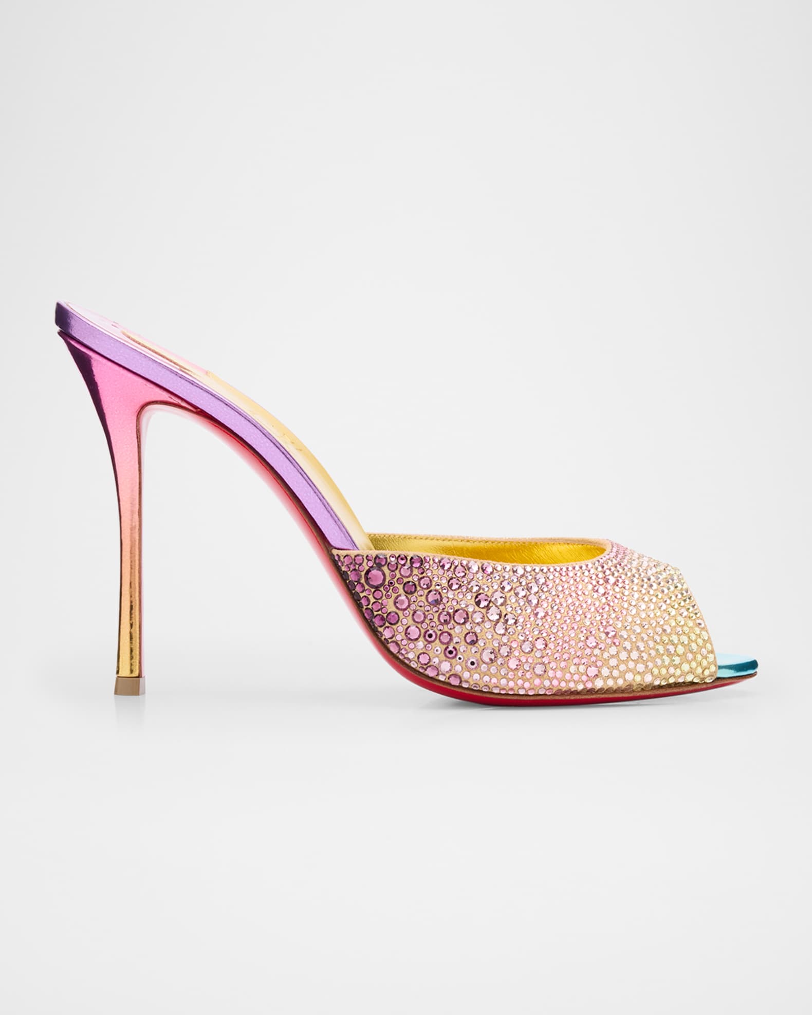 Christian Louboutin Me Dolly Strass Metallic Red Sole Mule Sandals Neiman Marcus