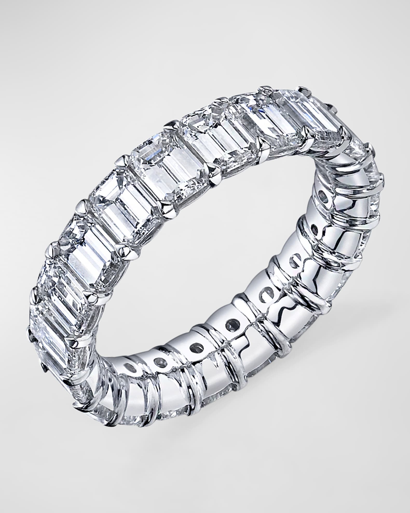 Large Platinum Eternity Band with Emerald Cut Diamonds 0