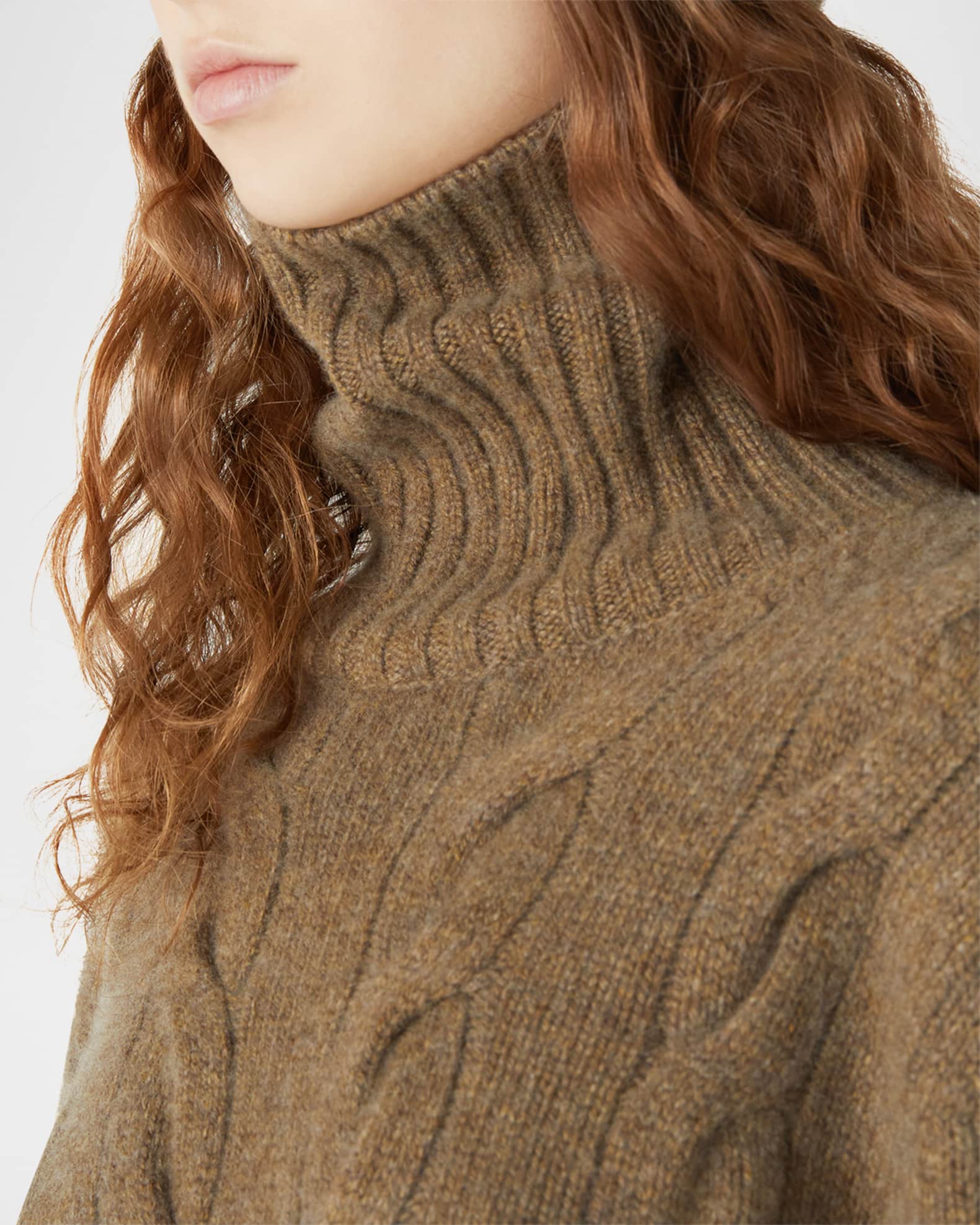 Loro Piana Napier Cable-Knit Cashmere Turtleneck Sweater | Neiman