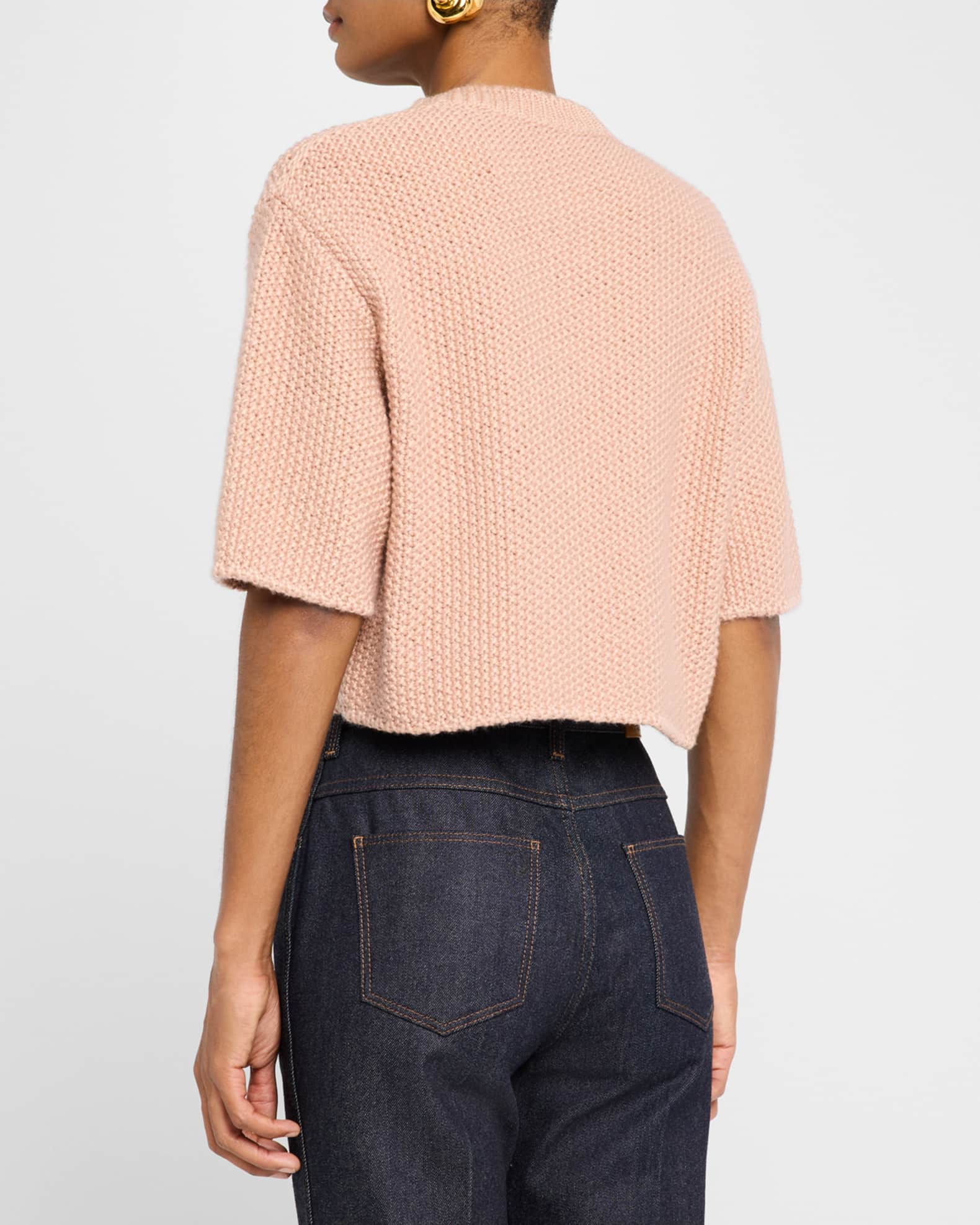 Loro Piana Boccioleto Cashmere-Silk Crewneck Crop Sweater | Neiman
