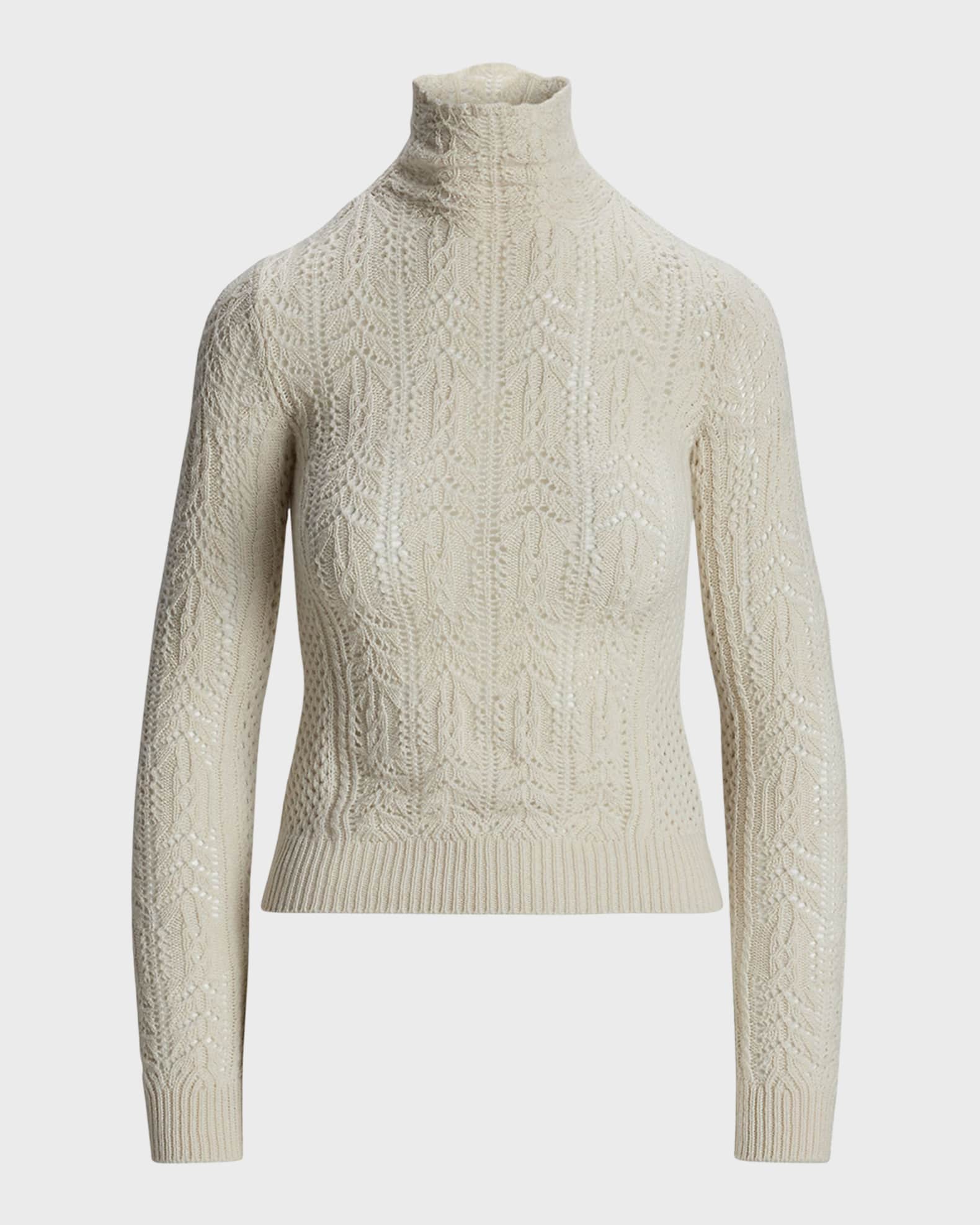Cashmere Pointelle Funnelneck Sweater