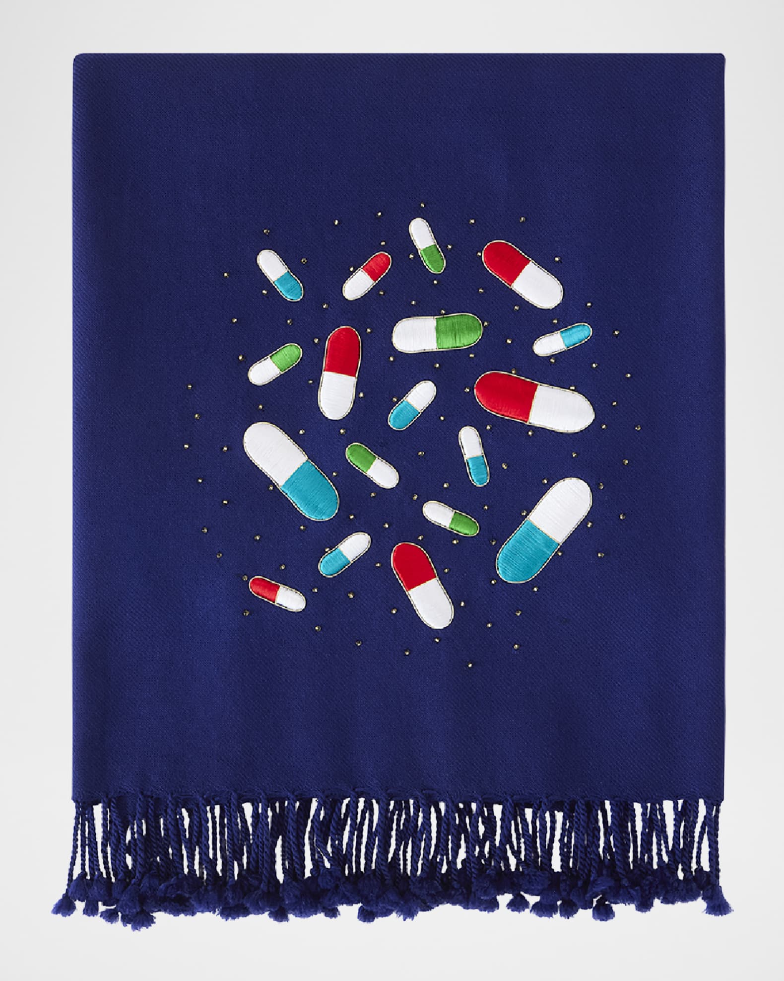 Pills Embellished Merino Wool Throw, 50" x 70" 0