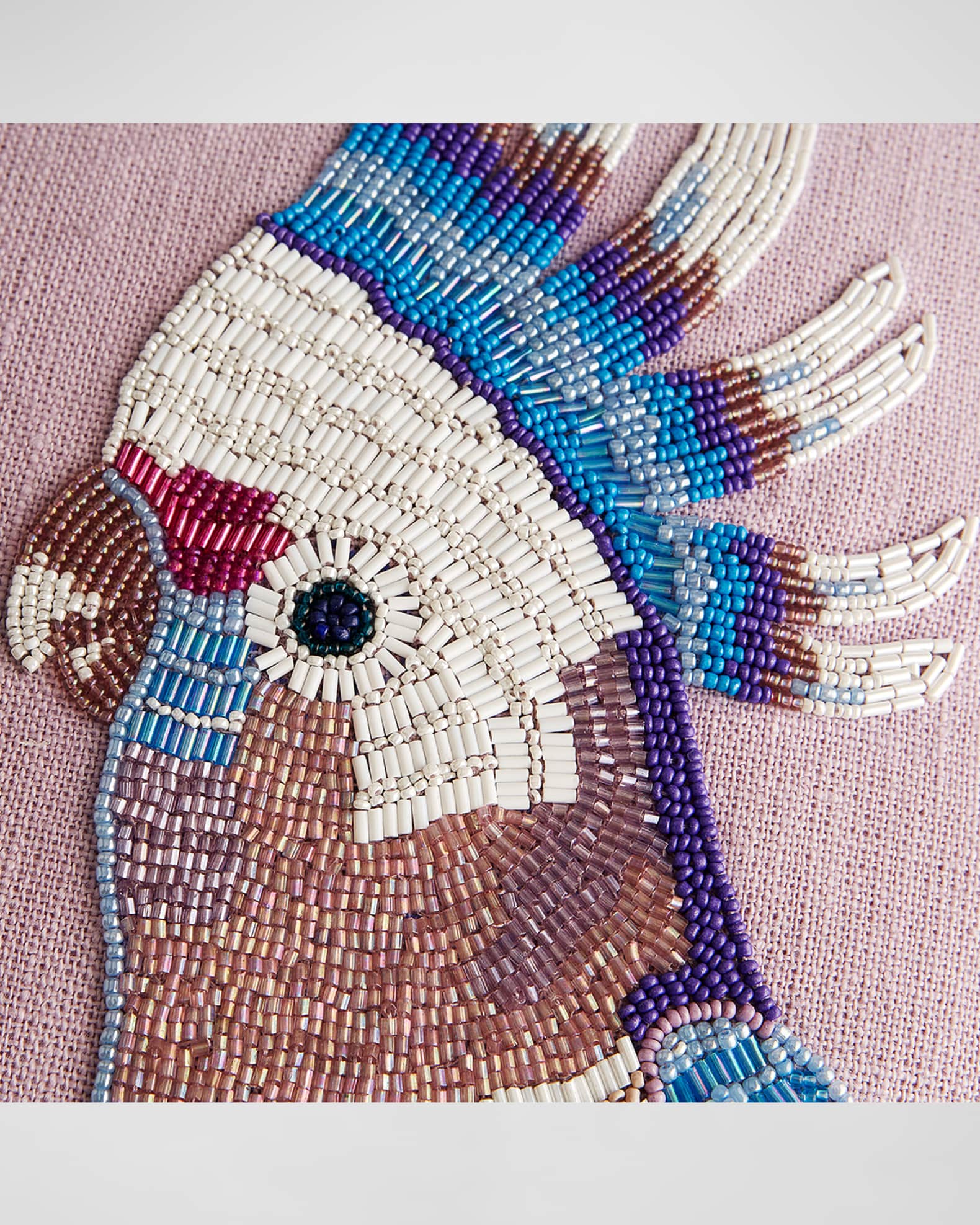 Reflected Parrots Beaded Decorative Pillow, 18" 1