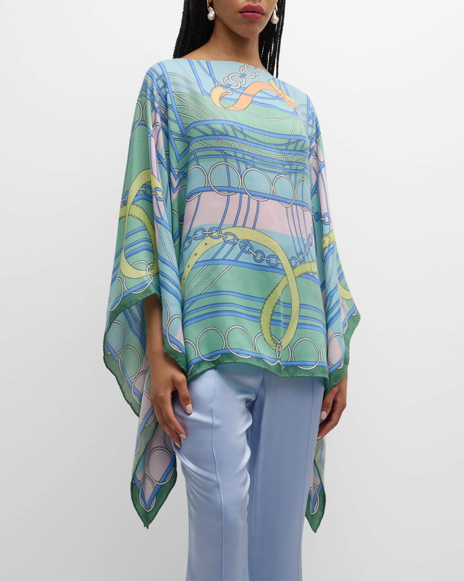 Venezia Cashmere-Blend Printed Poncho 1