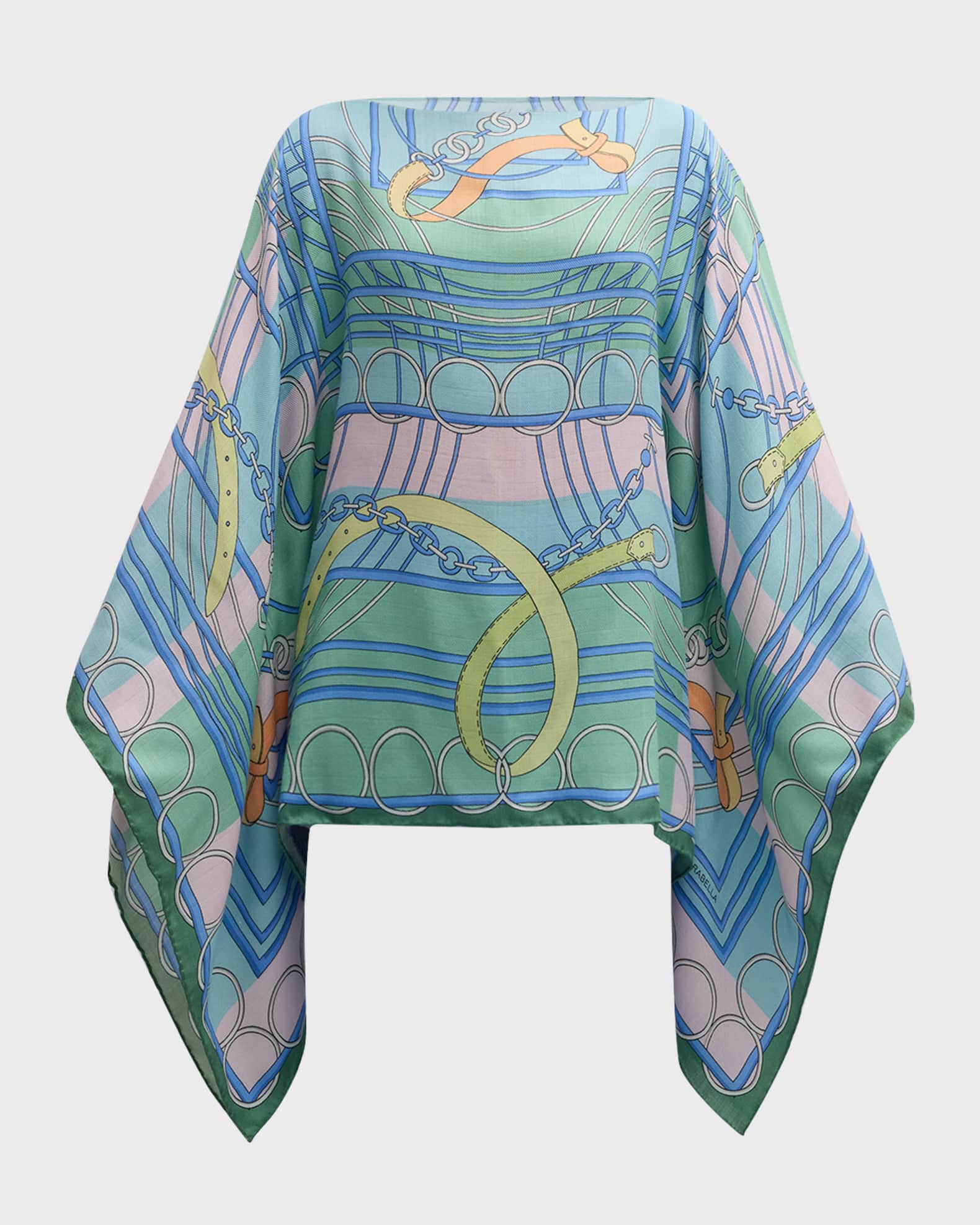 Venezia Cashmere-Blend Printed Poncho 0