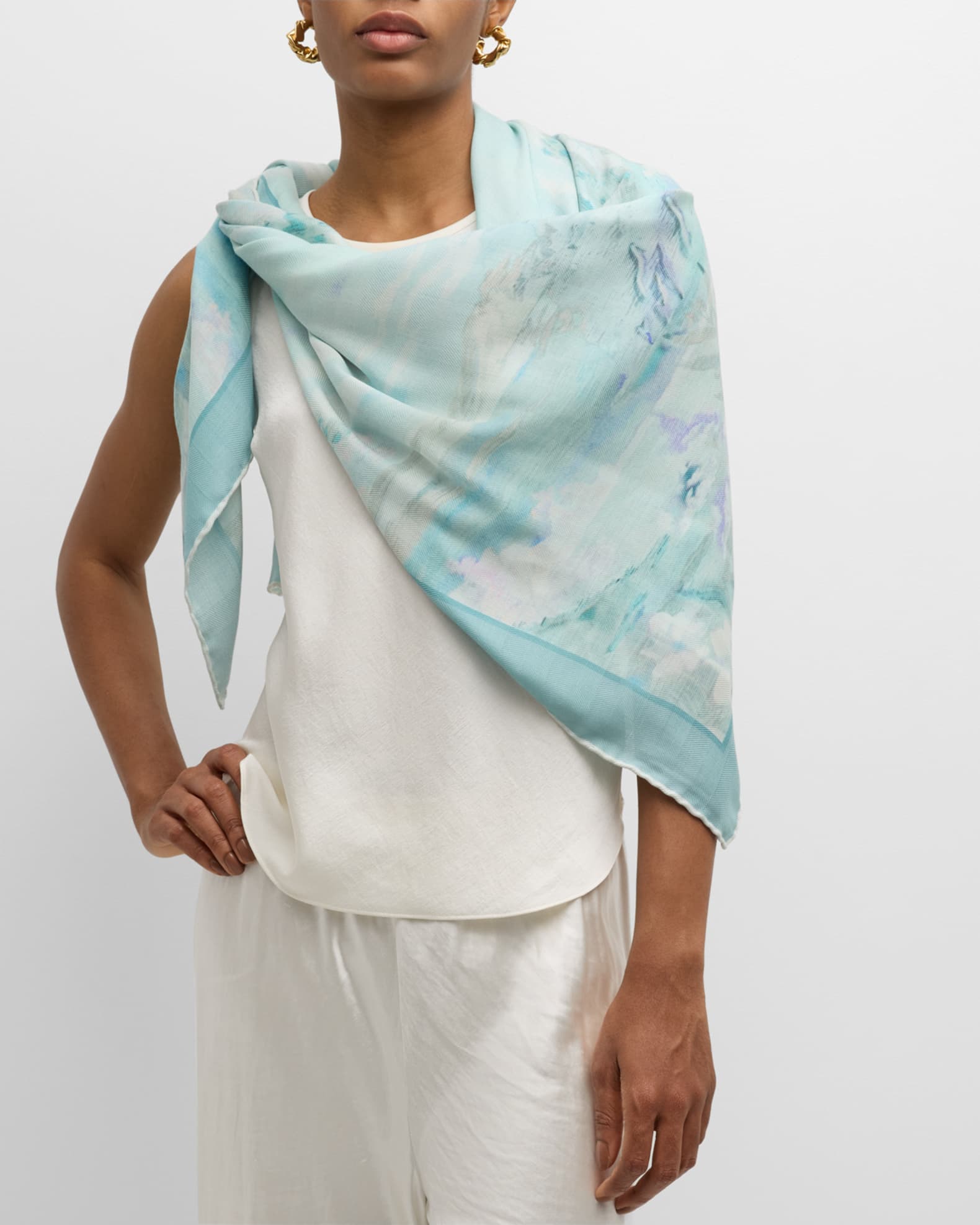Eden Cashmere-Blend Printed Scarf 0