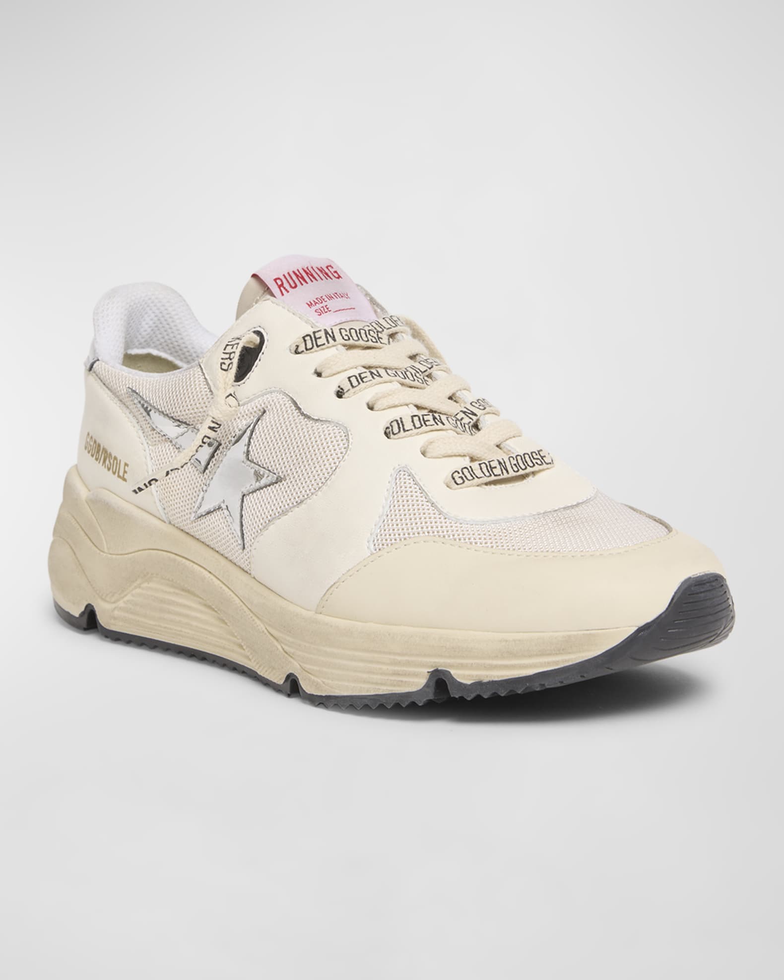 Running Sole Mixed Leather Sneakers