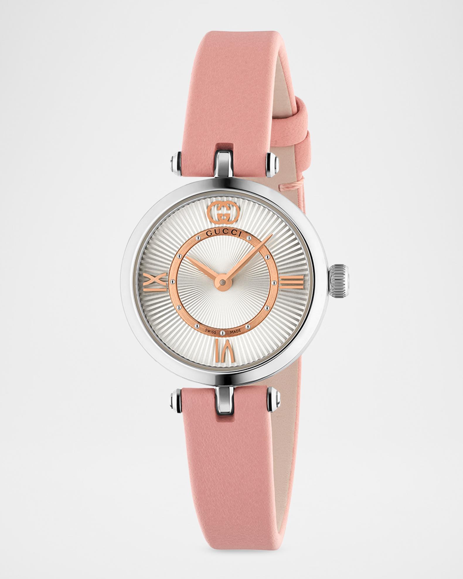 GUCCI 腕時計 ピンク レザー Gucci Stainless Steel Model 2000 24mm Watch with Pink Leather