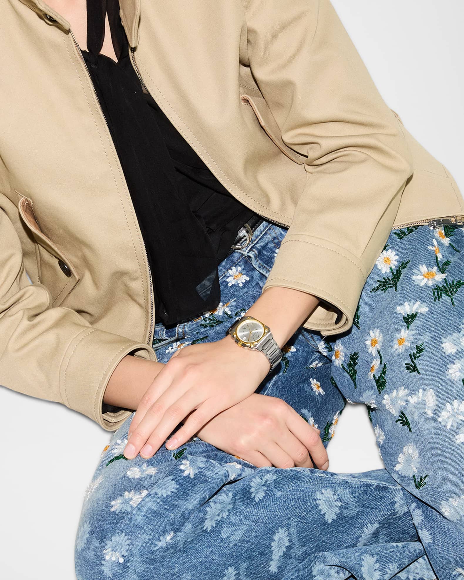 Gucci Two-Tone Stainless Steel G-Flat 30mm Bracelet Watch | Neiman