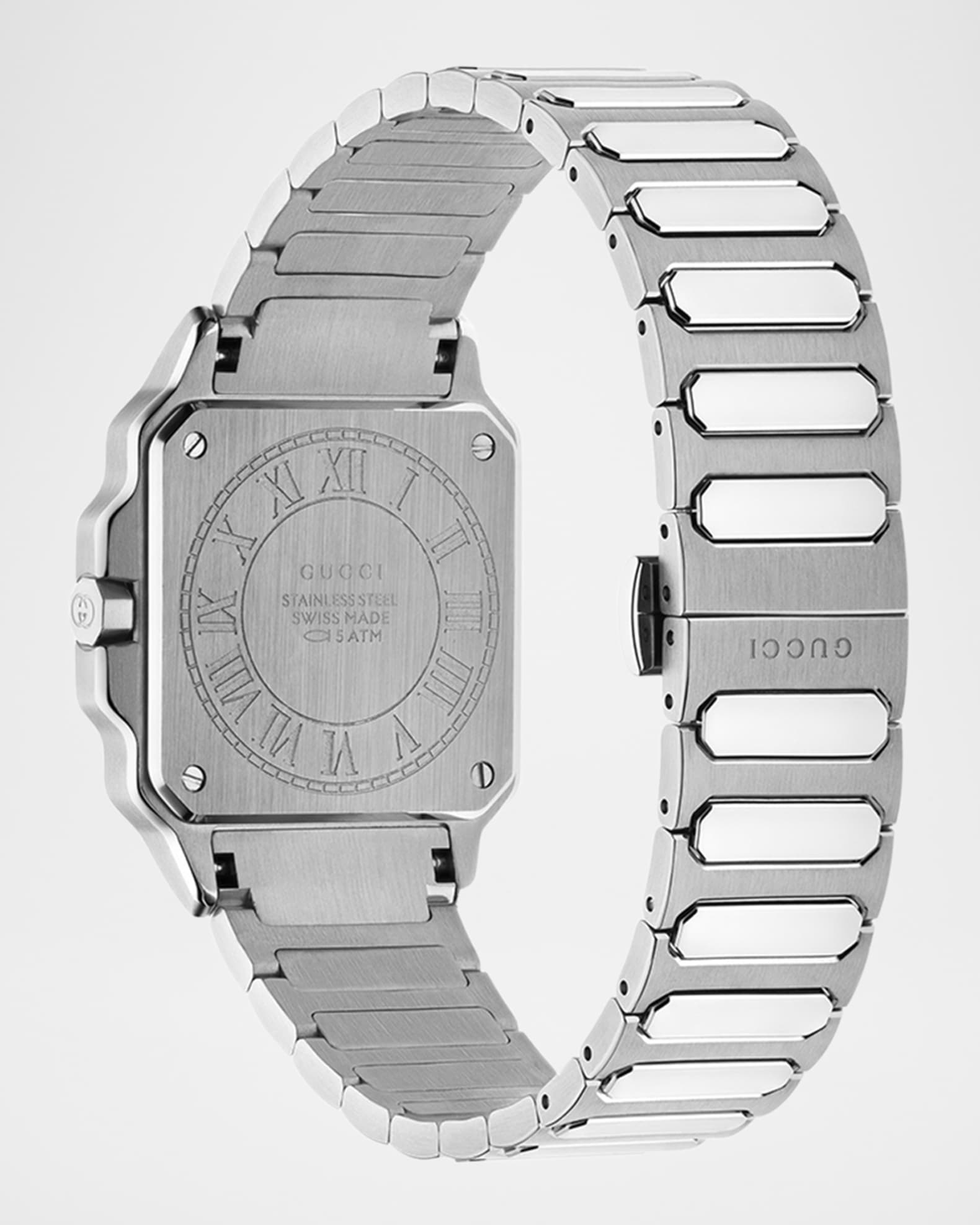 Gucci Stainless Steel G-Flat 30mm Bracelet Watch with Silver Dial