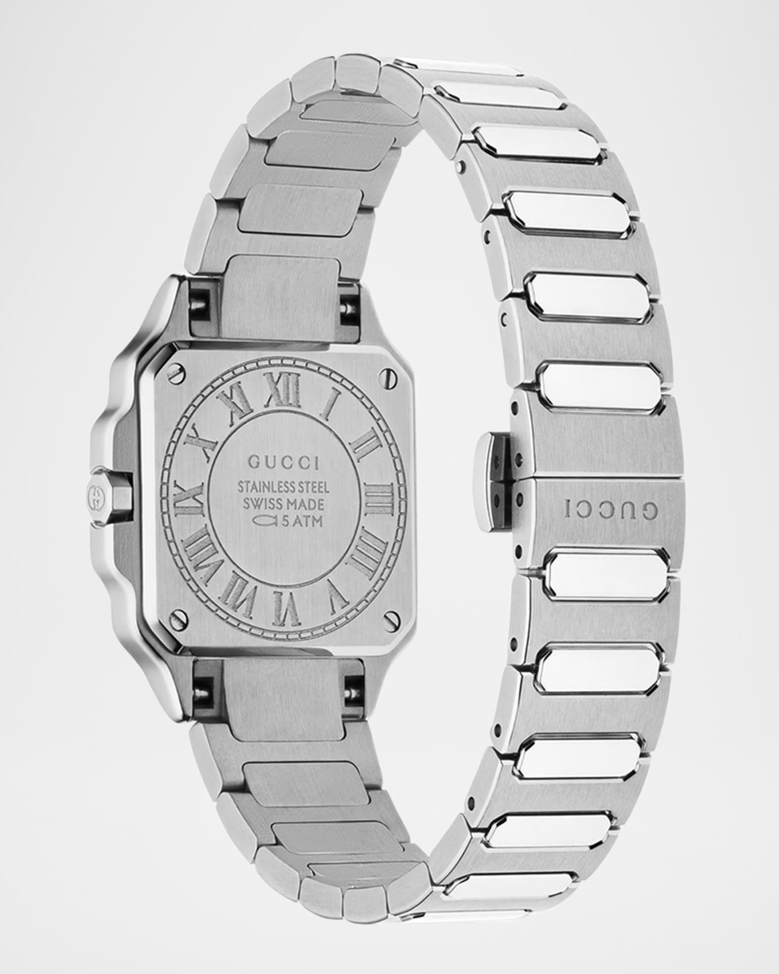 Gucci Stainless Steel G-Flat 24mm Bracelet Watch with Diamonds