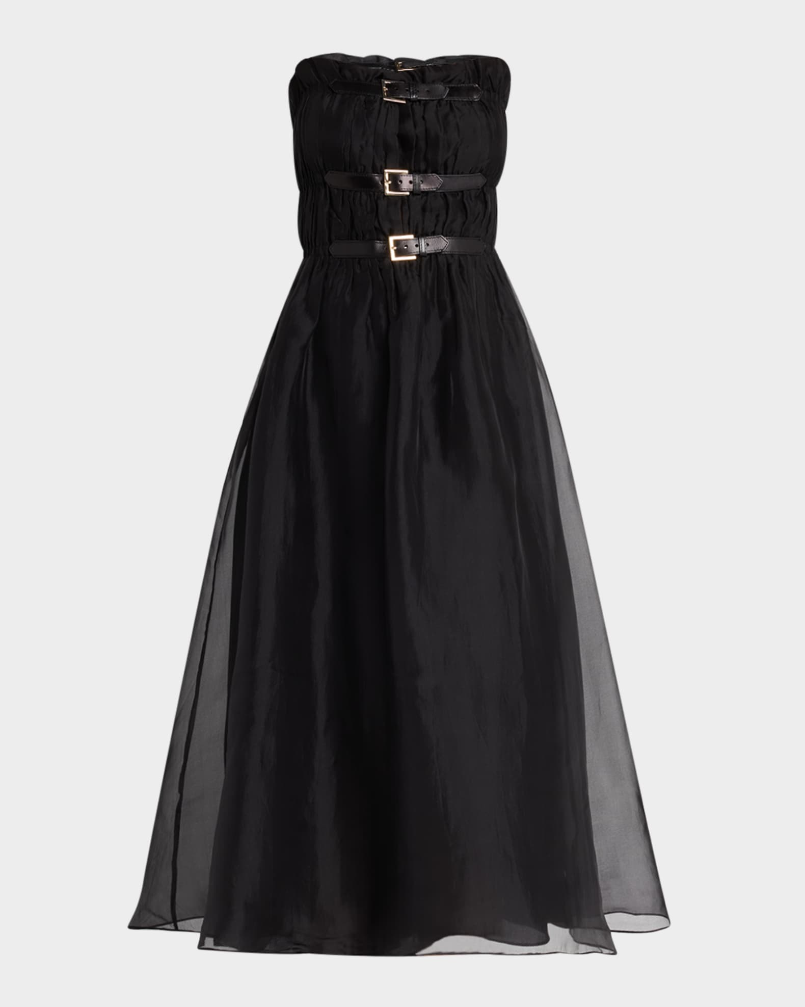 Cynthia Rowley Strapless Buckle Embellished Midi Dress Neiman Marcus