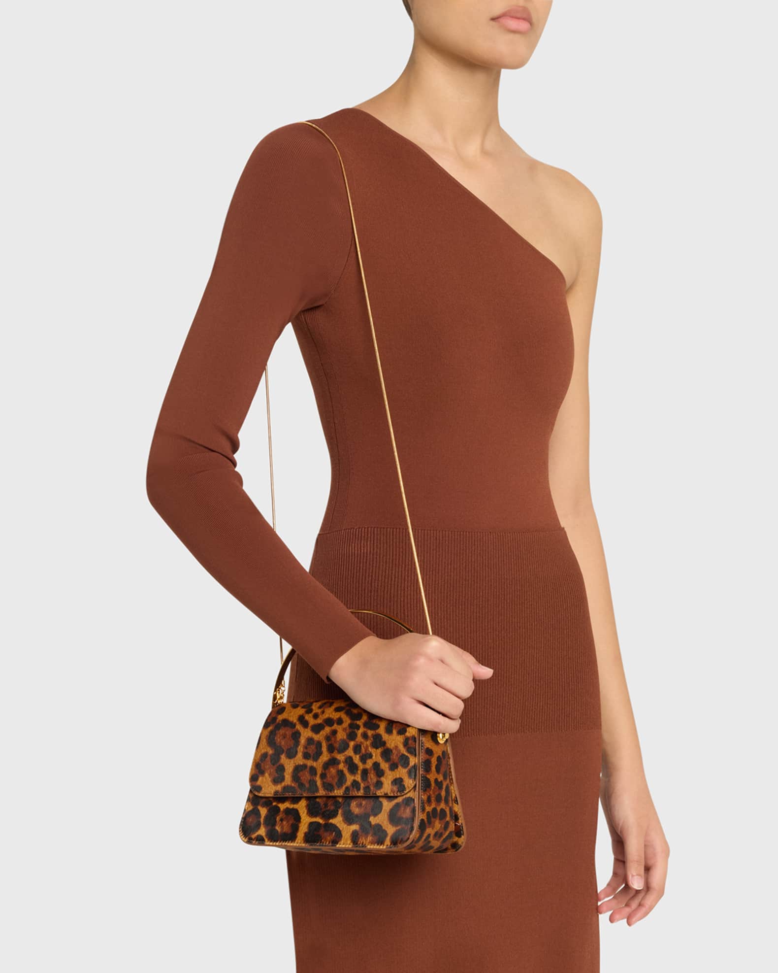 Aria Mini Leopard Calf Hair Top-Handle Bag 1