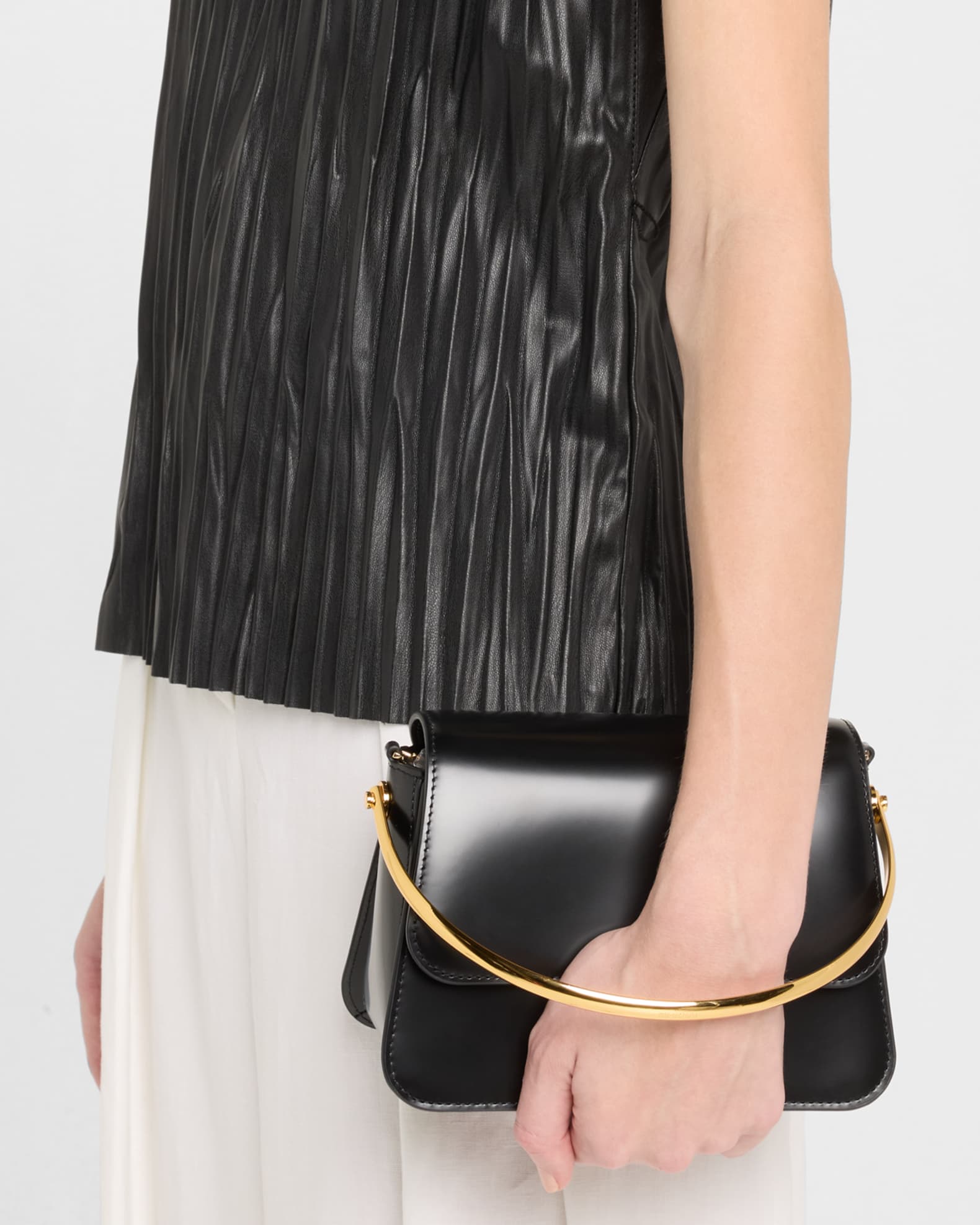 Aria Mini Metal Leather Top-Handle Bag 1