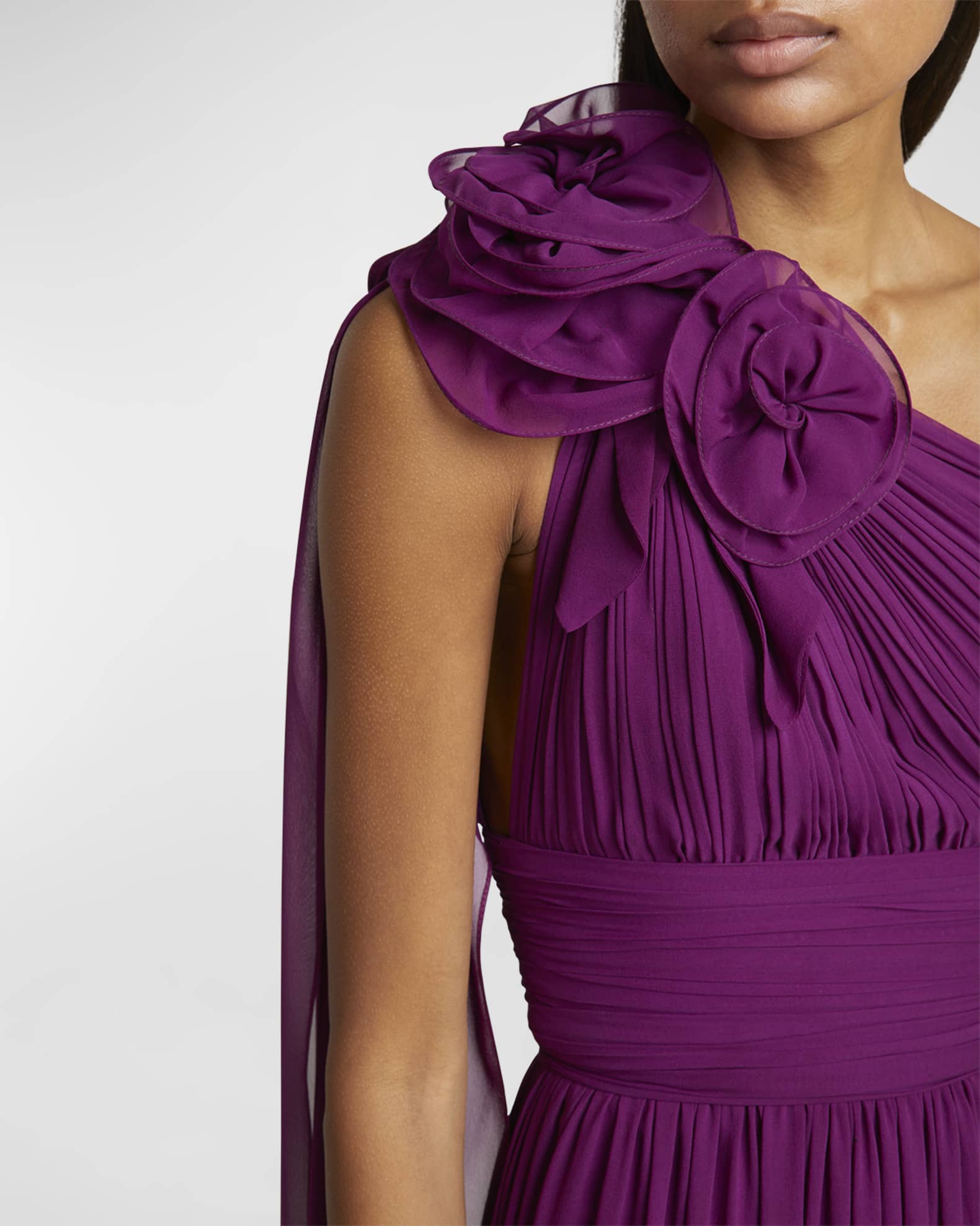 Elie Saab Viva Las Vegas Flower OneShoulder Silk Gown Neiman Marcus