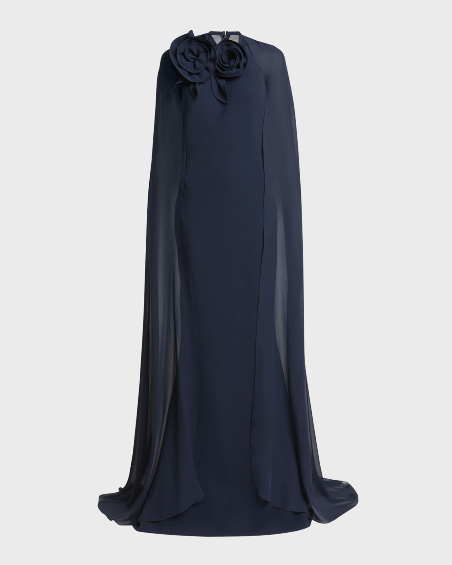 Elie Saab Flower Neck Cape Trumpet Gown Neiman Marcus