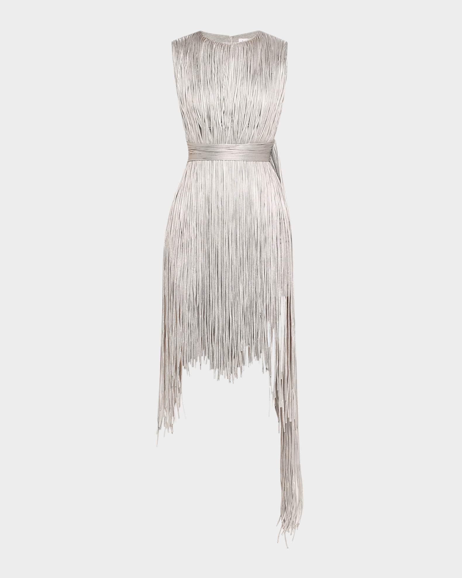 Metallic Fringe Mini Dress 0
