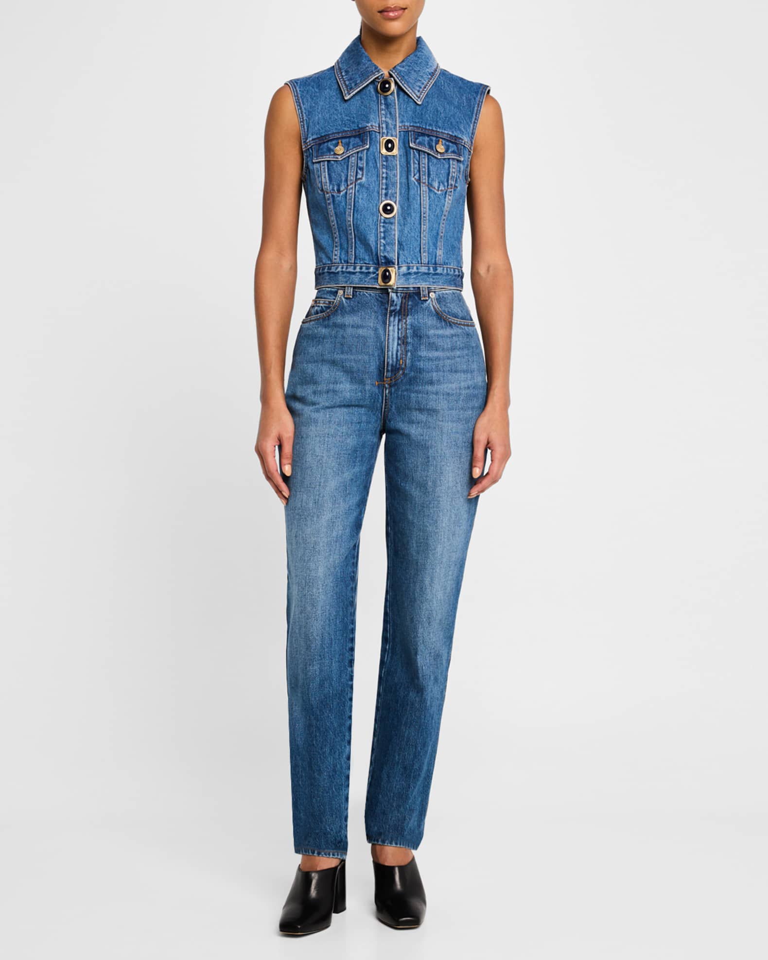 〈 LA PEAU DE GEM 〉 cropped tailored vest LA PEAU DE GEM 〉 cropped tailored vest