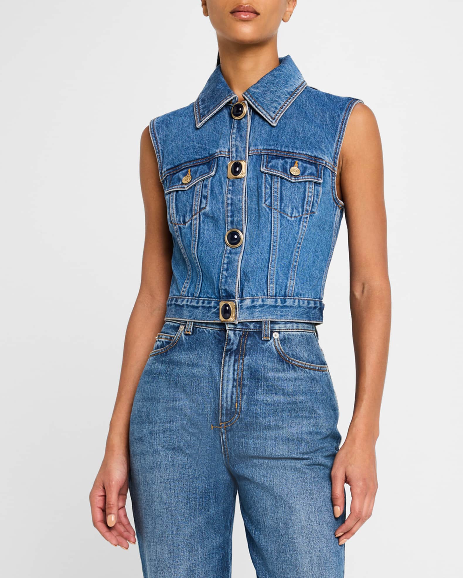 〈 LA PEAU DE GEM 〉 cropped tailored vest LA PEAU DE GEM 〉 cropped tailored vest
