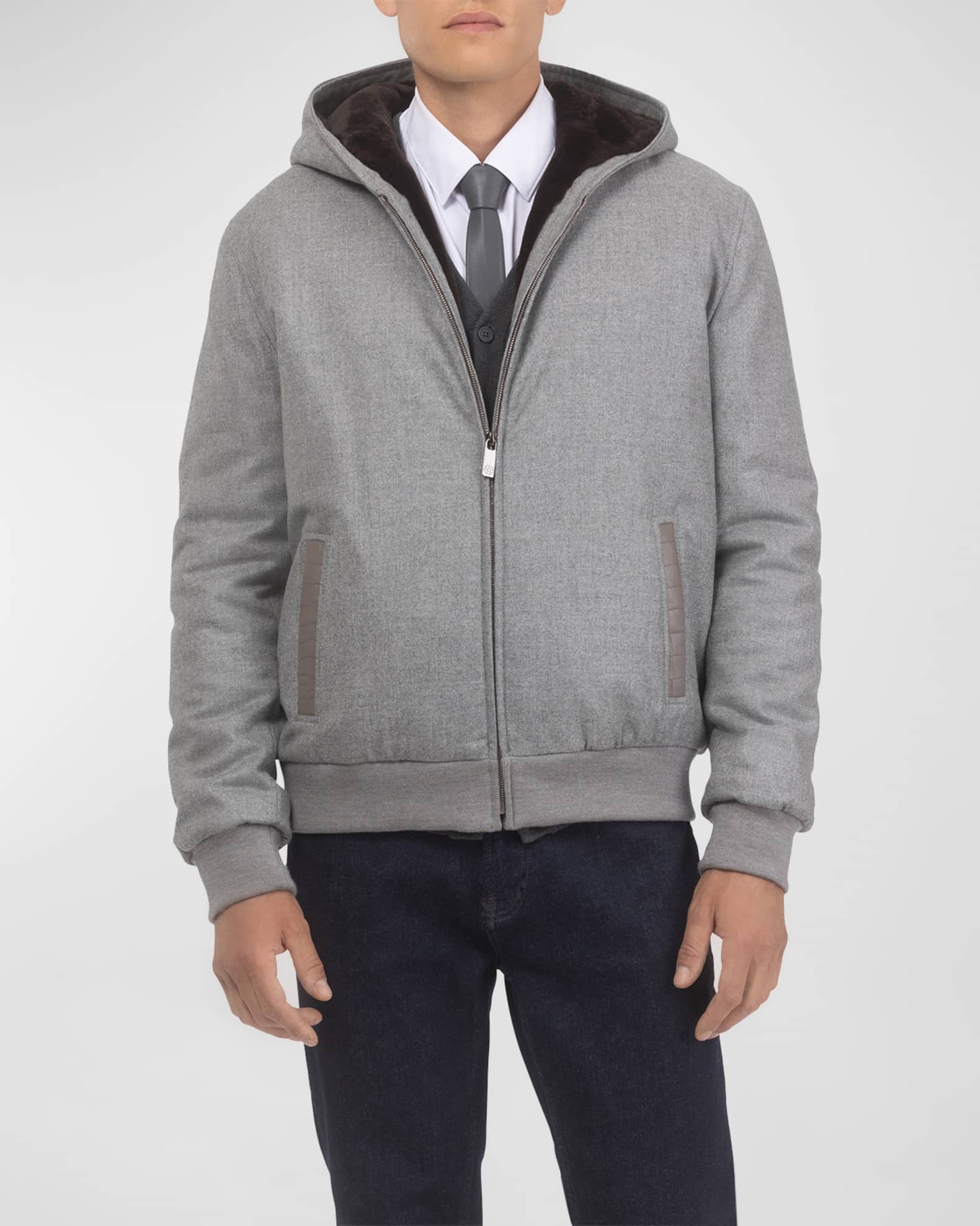 Men's Loro Piana Wool-Cashmere Jacket with Select Shearling Lamb Lining 1