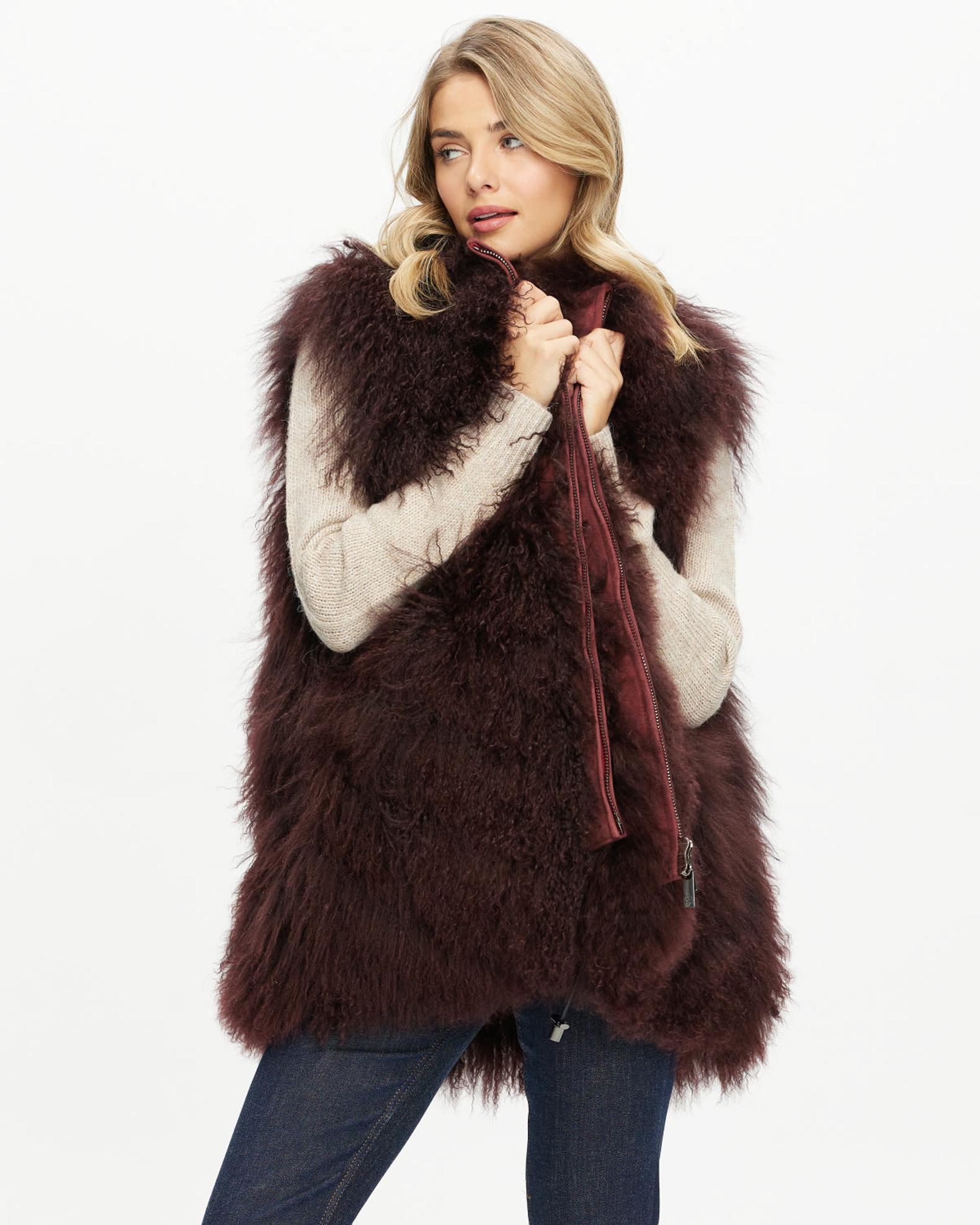 Gorski Mongolian Goat Zip Vest | Neiman Marcus