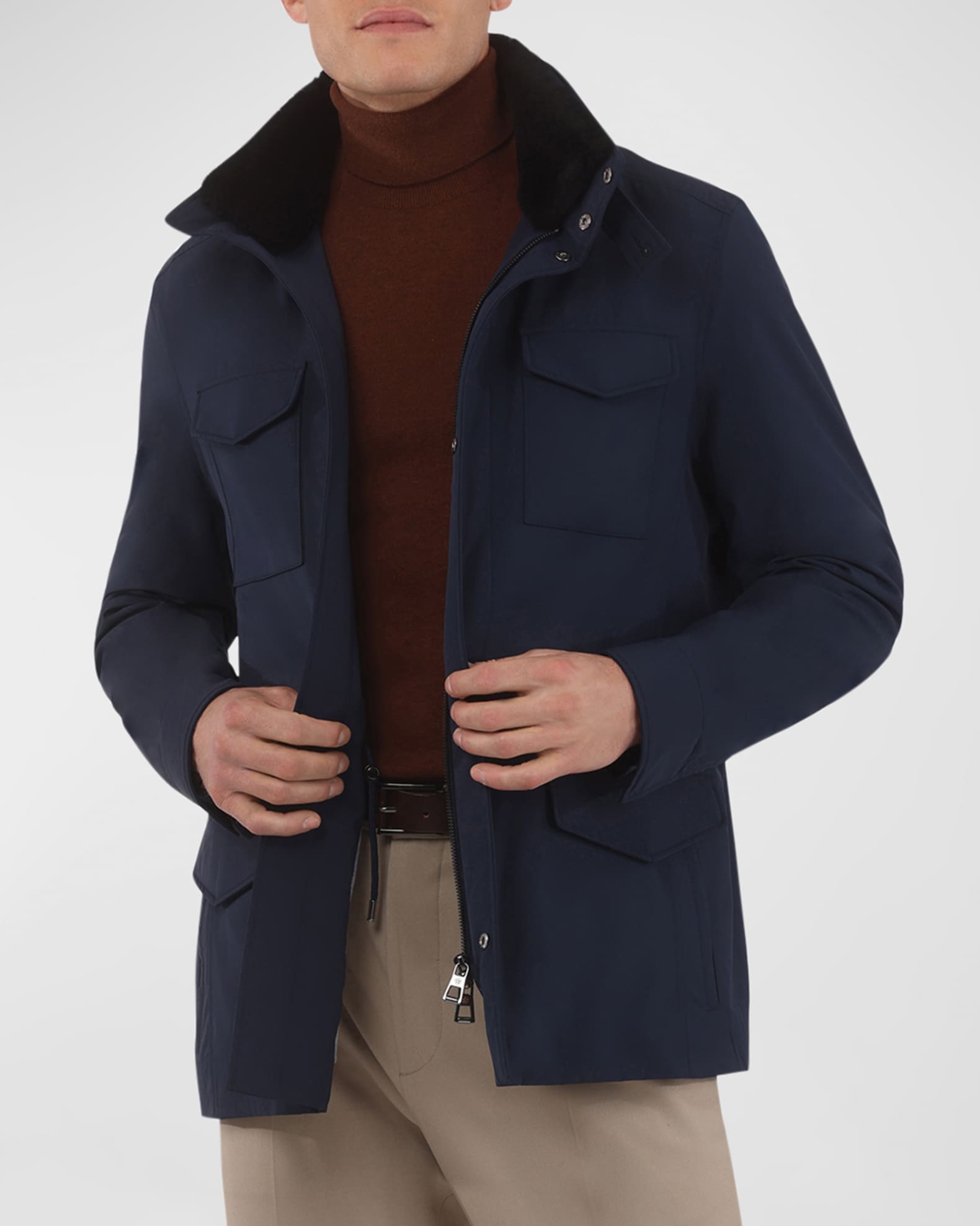 Gorski Men's Loro Piana Storm System Lined Jacket with Detachable