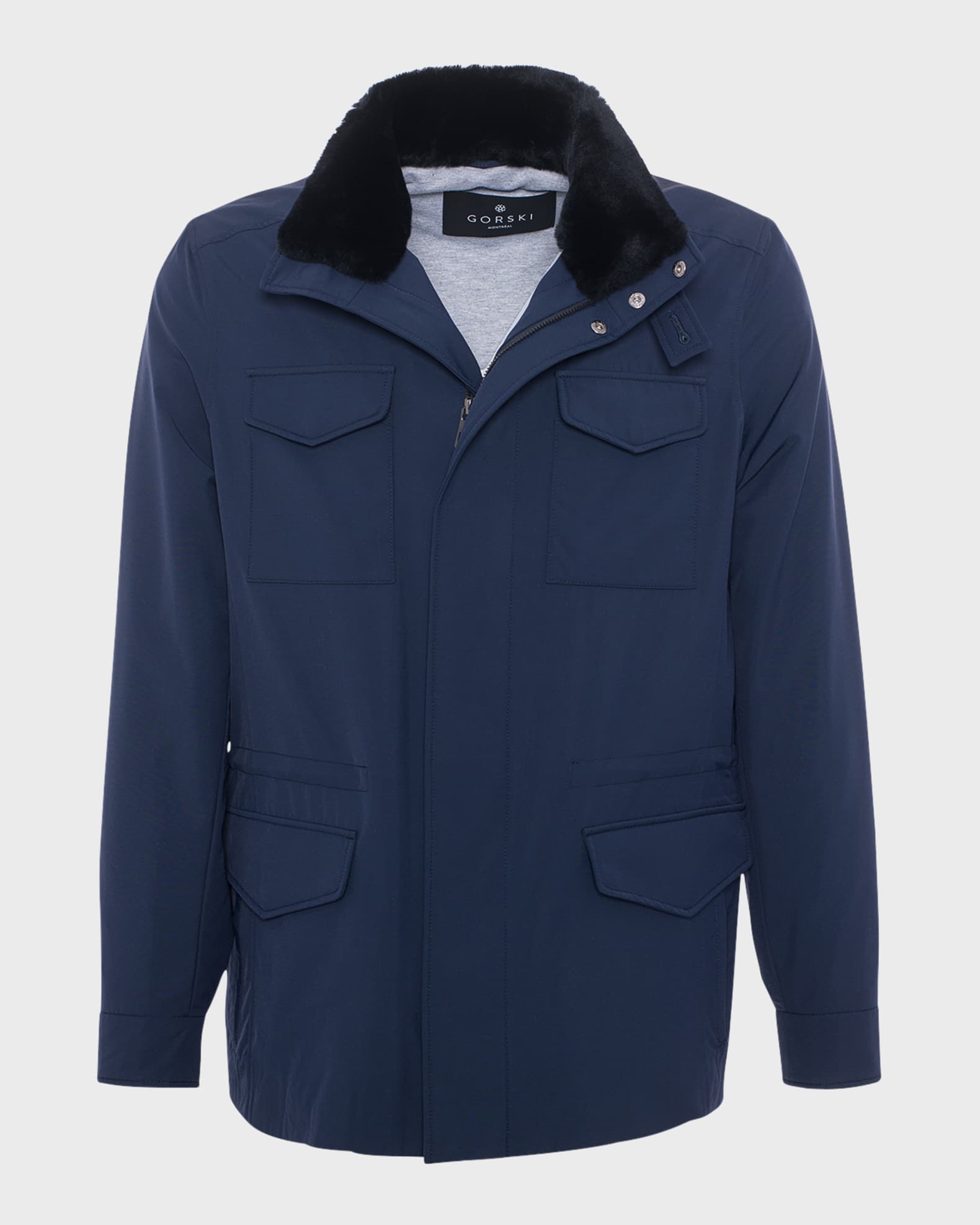 Men's Loro Piana Storm System Lined Jacket with Detachable Shearling Lamb Collar 0