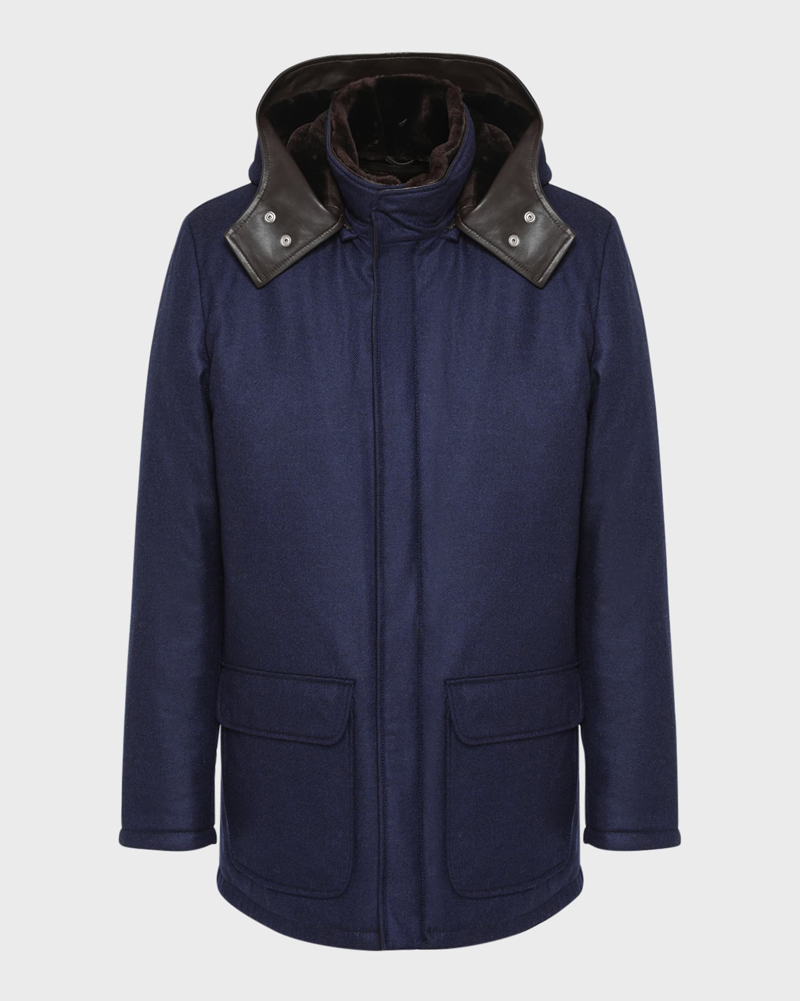 Gorski Men's Loro Piana Wool-Cashmere Parka with Lamb Shearling