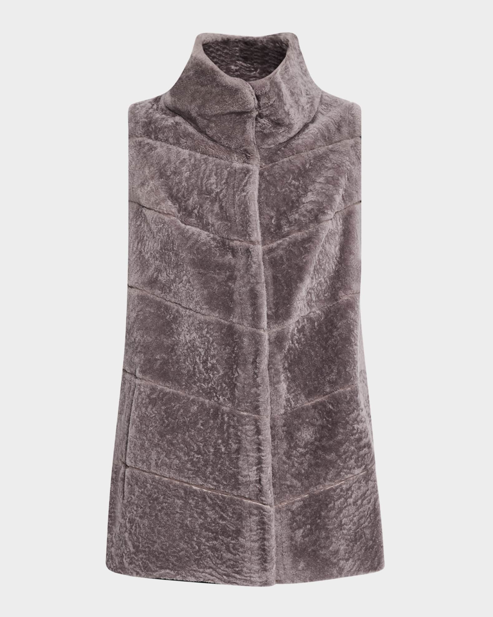 Reversible Textured Lamb Shearling Vest 0