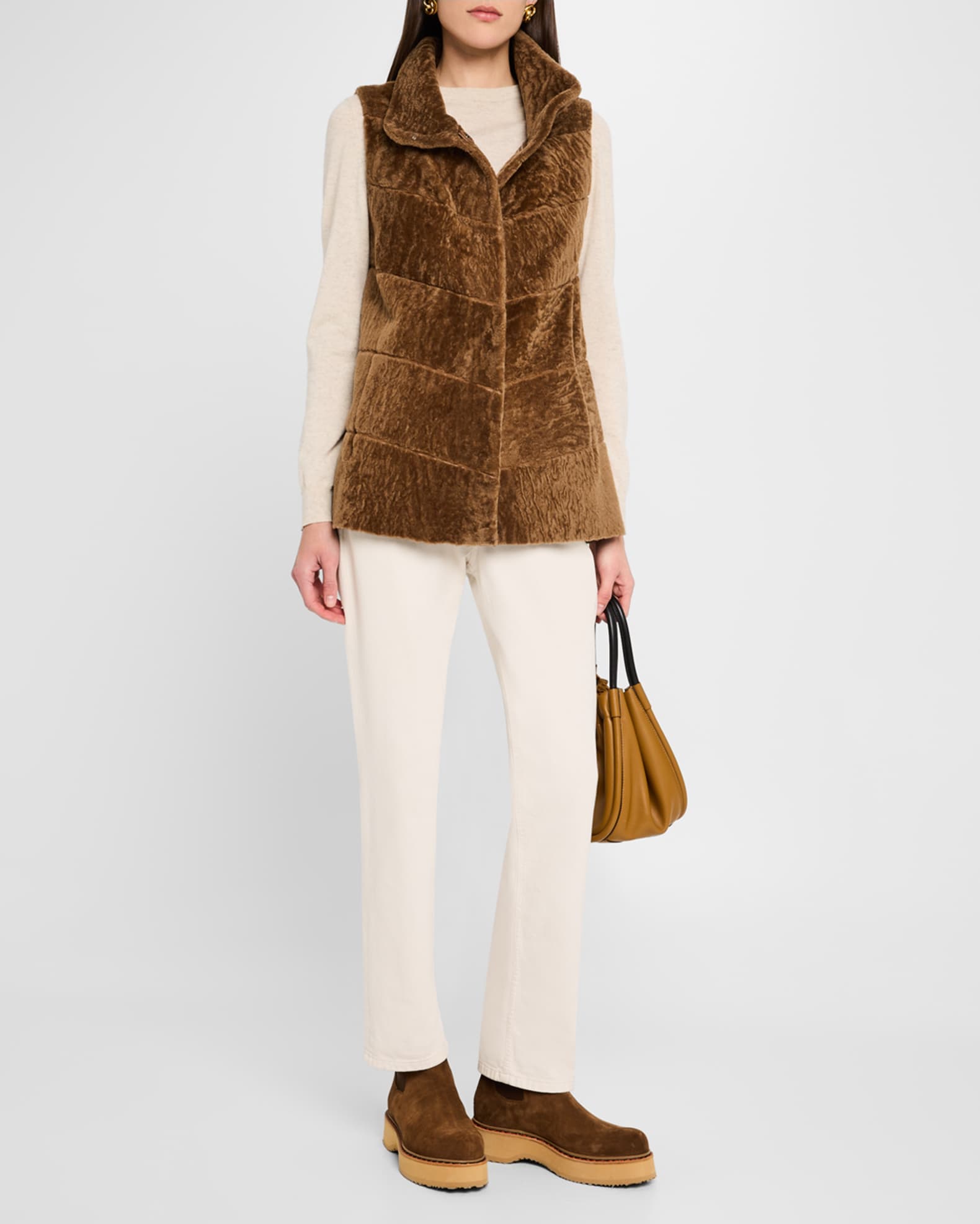 Reversible Textured Lamb Shearling Vest 1