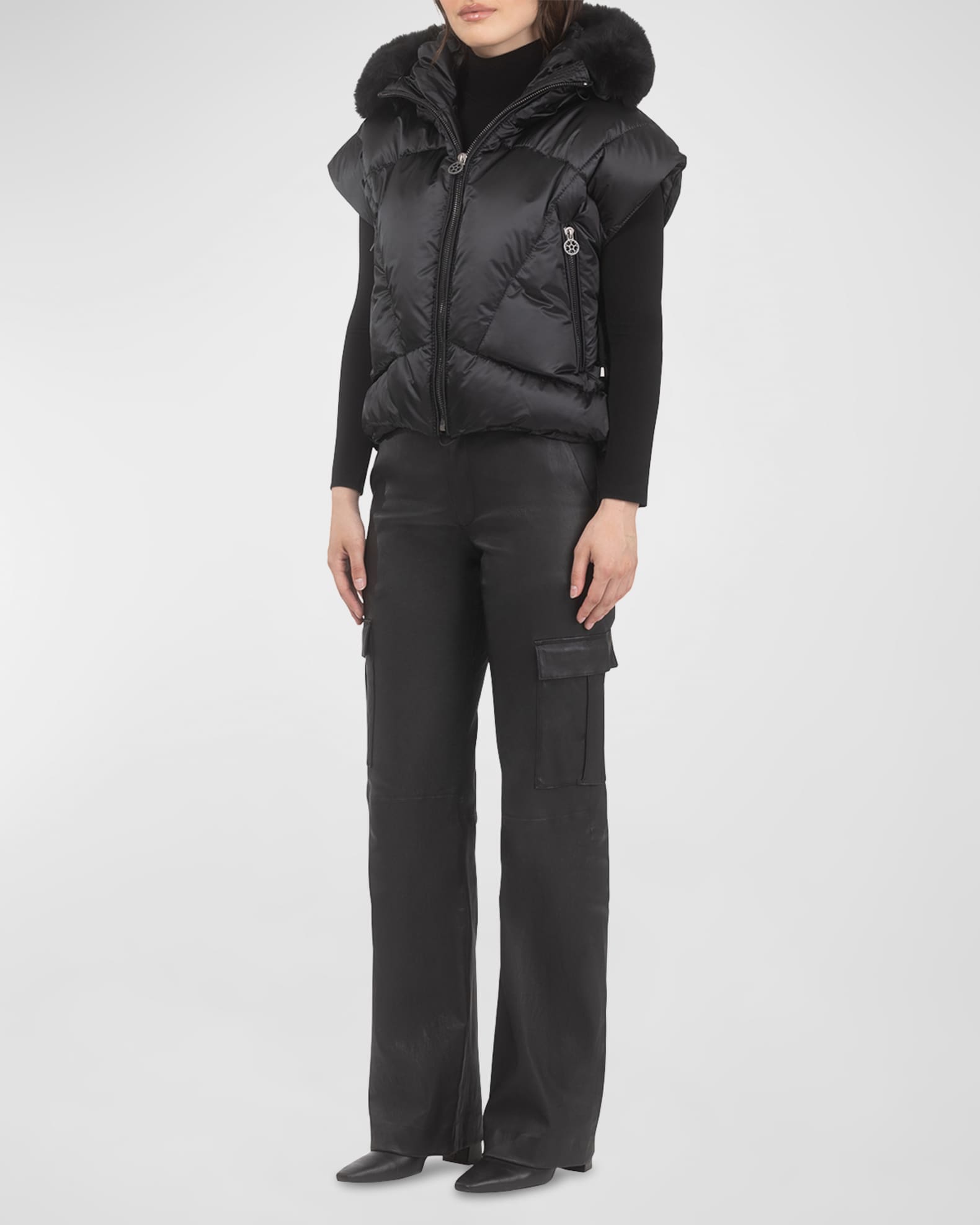 Apres-Ski Vest With Detachable Toscana Lamb Shearling Hood Trim 1